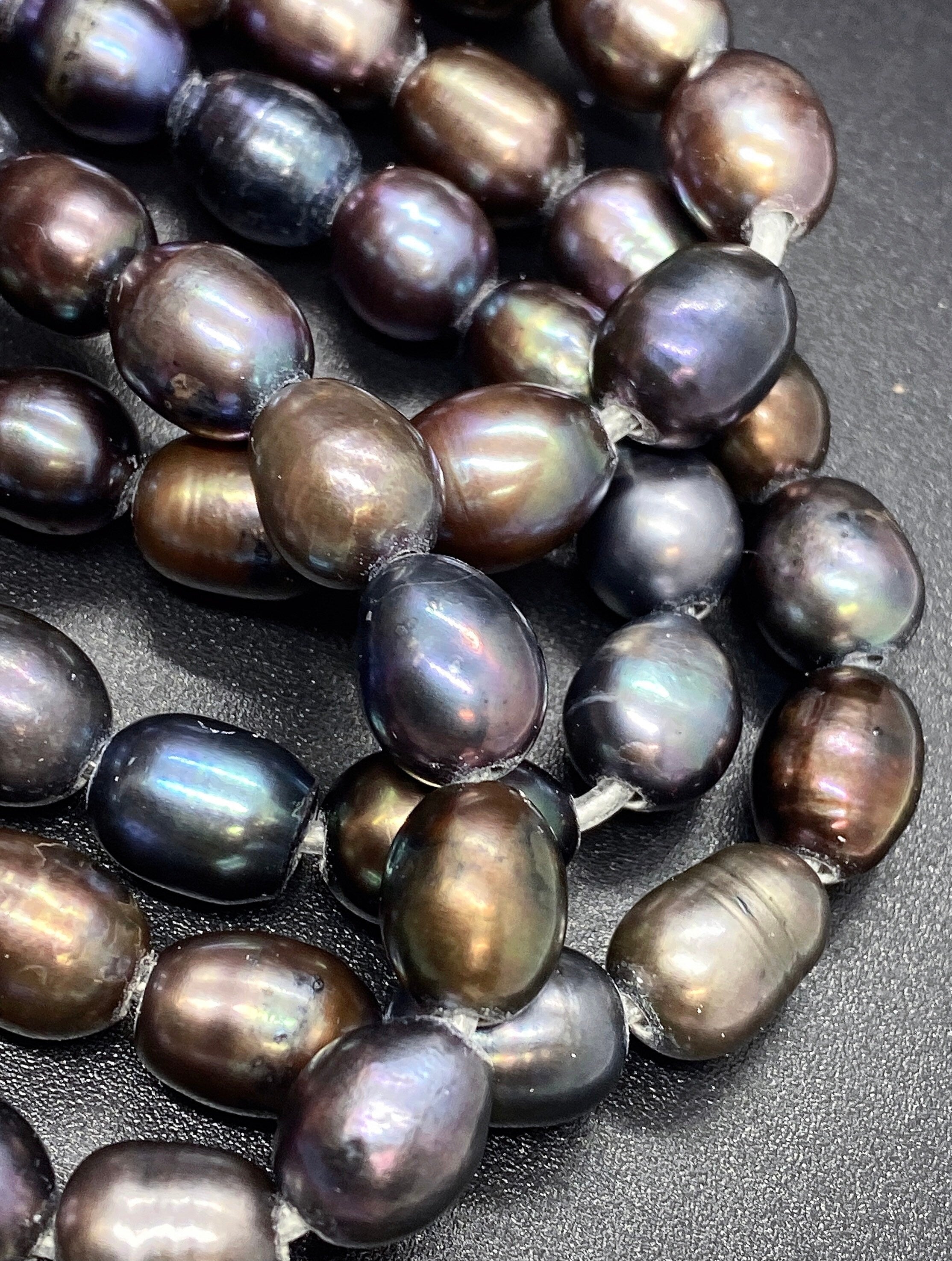 AA+ 10mmX 11-13mm Large Hole Freshwater Pearls 2.5mm 3mm Peacock color nugget pearl 10 Pc baroque Rice Pearl , wholesale #LH8011A