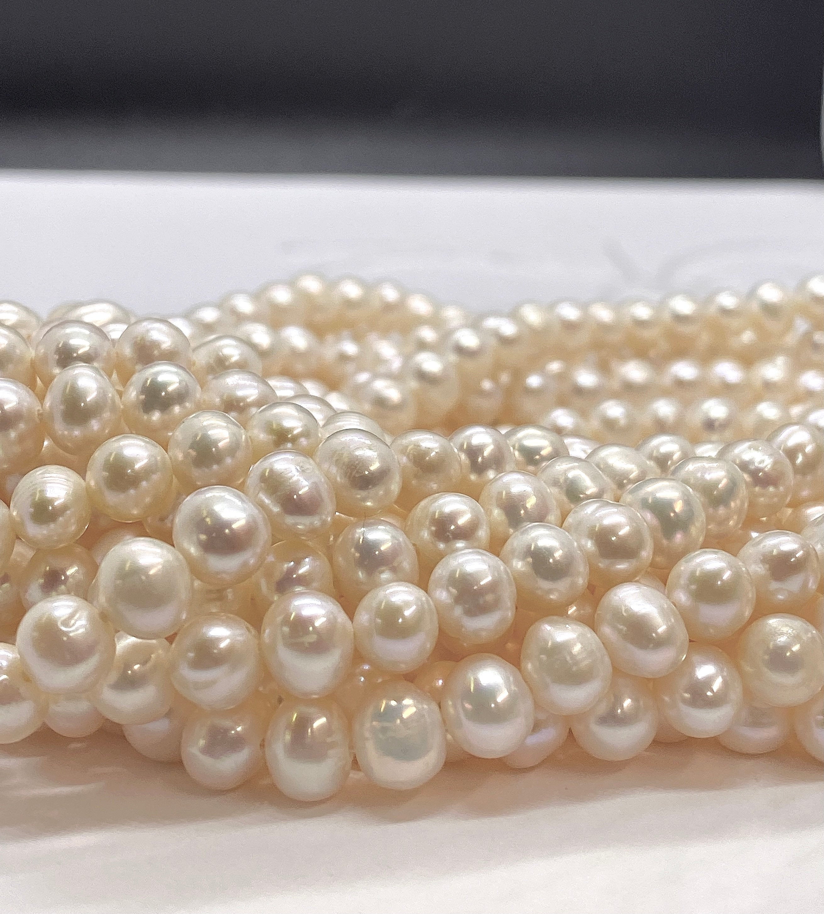 AA 6-7mm Round Off Freshwater Pear full strand 15" 64+ pc white ivory potato pearl beads Bridal pearl NEW Arrival Promotion Bargin #RS82004