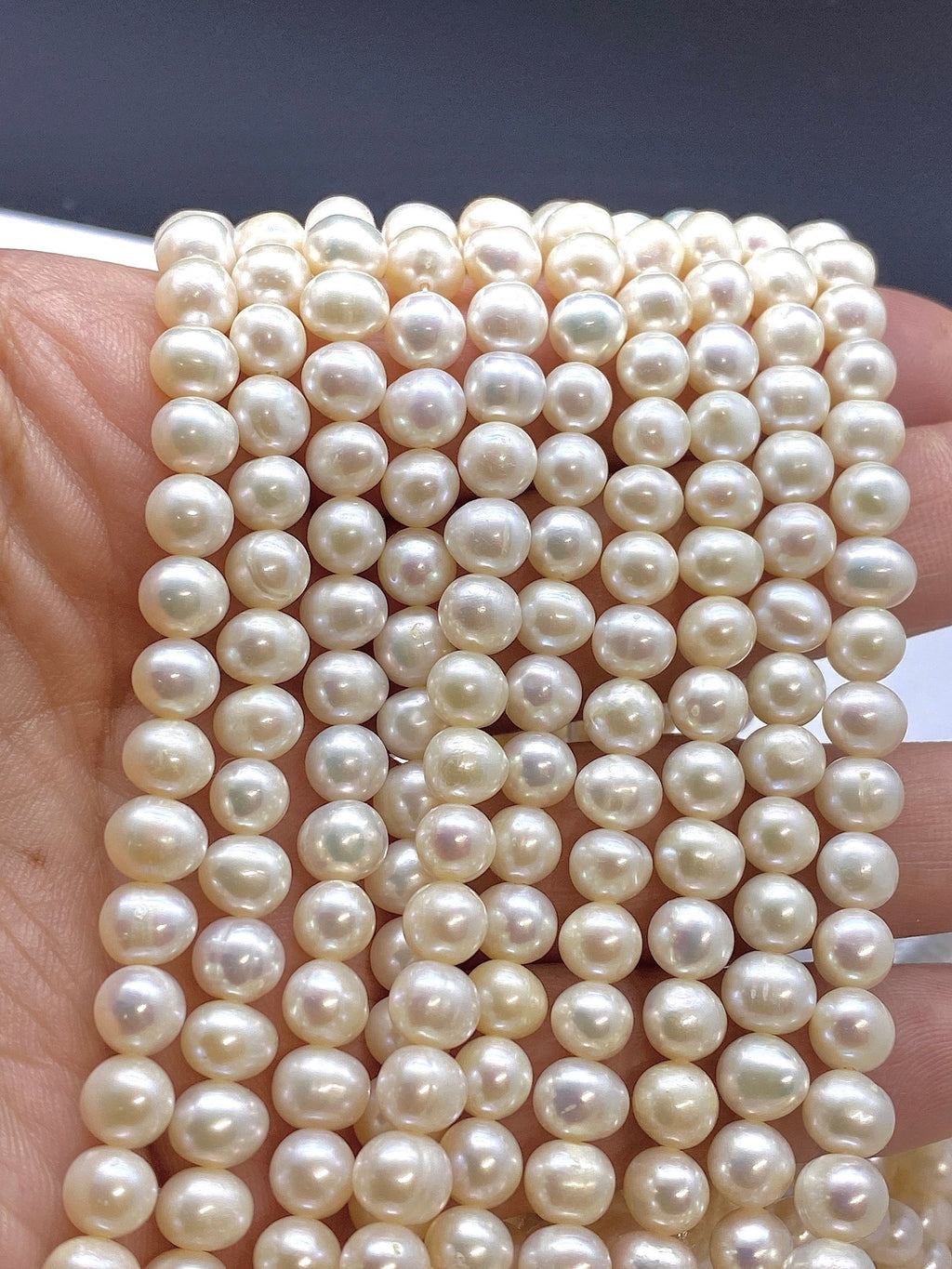 AA 6-7mm Round Off Freshwater Pear full strand 15" 64+ pc white ivory potato pearl beads Bridal pearl NEW Arrival Promotion Bargin #RS82004