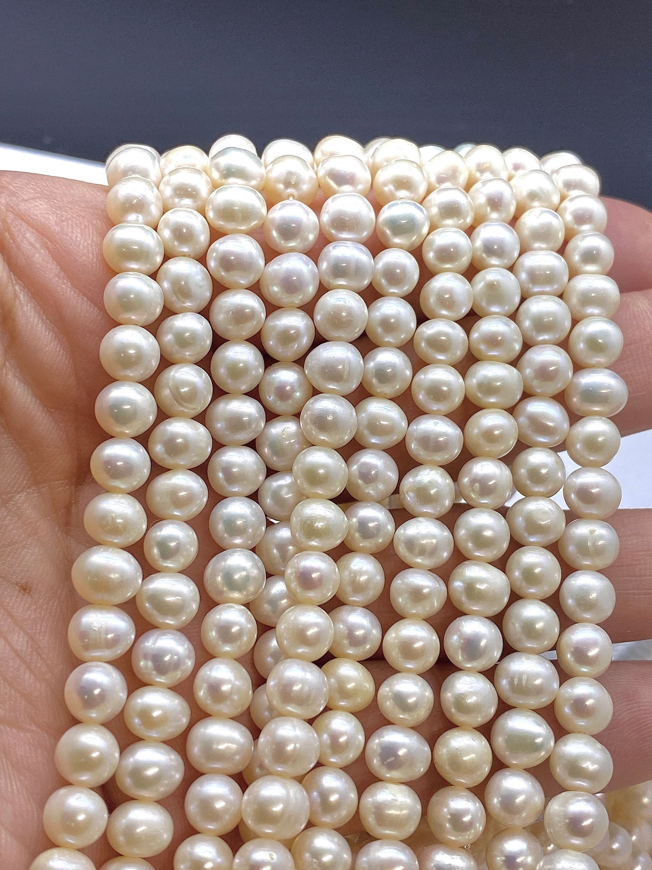 AA 6-7mm Round Off Freshwater Pear full strand 15" 64+ pc white ivory potato pearl beads Bridal pearl NEW Arrival Promotion Bargin #RS82004