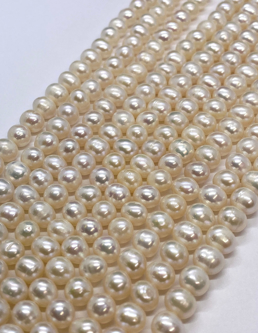 AA 6-7mm Round Off Freshwater Pear full strand 15" 64+ pc white ivory potato pearl beads Bridal pearl NEW Arrival Promotion Bargin #RS82004