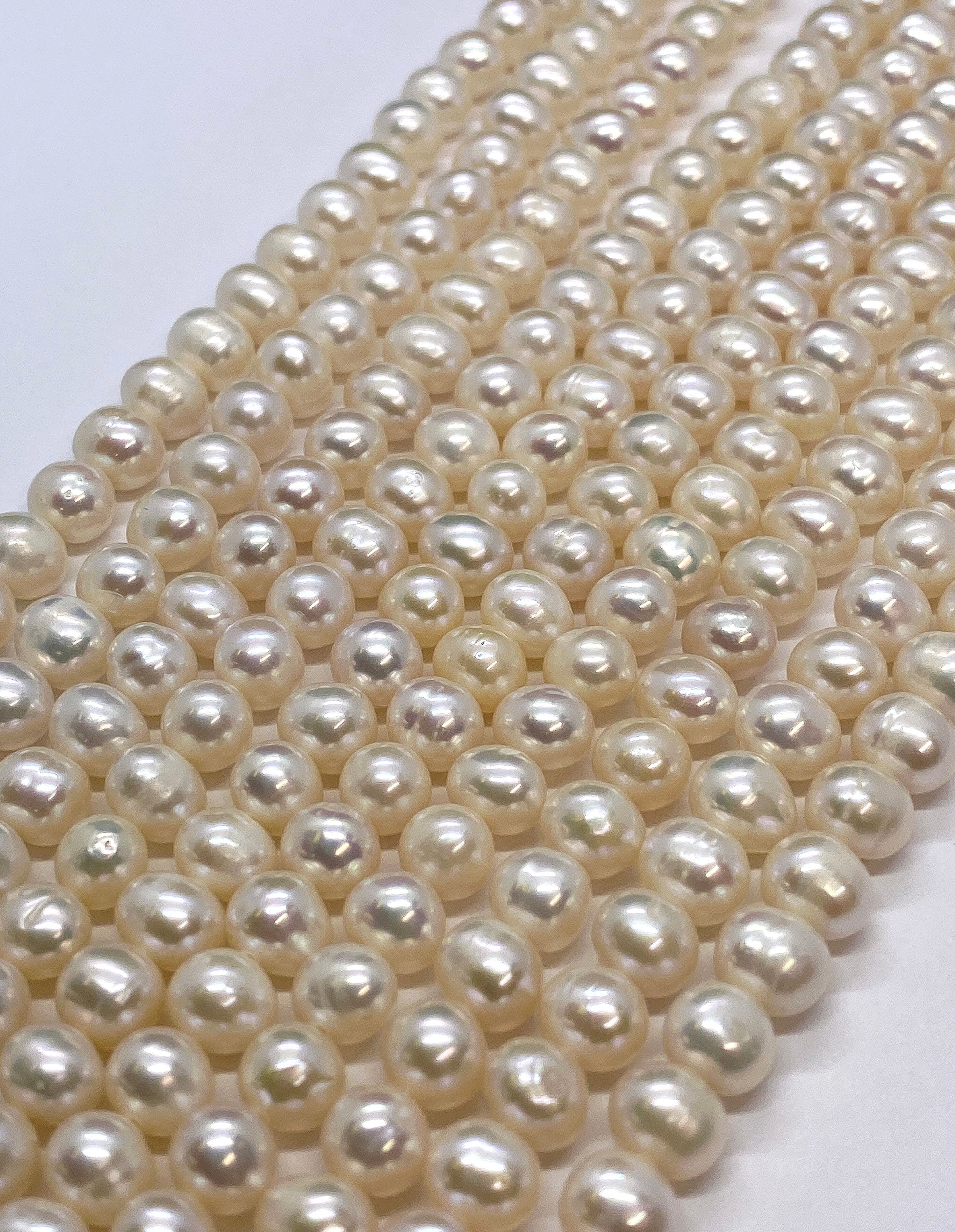 AA 6-7mm Round Off Freshwater Pear full strand 15" 64+ pc white ivory potato pearl beads Bridal pearl NEW Arrival Promotion Bargin #RS82004