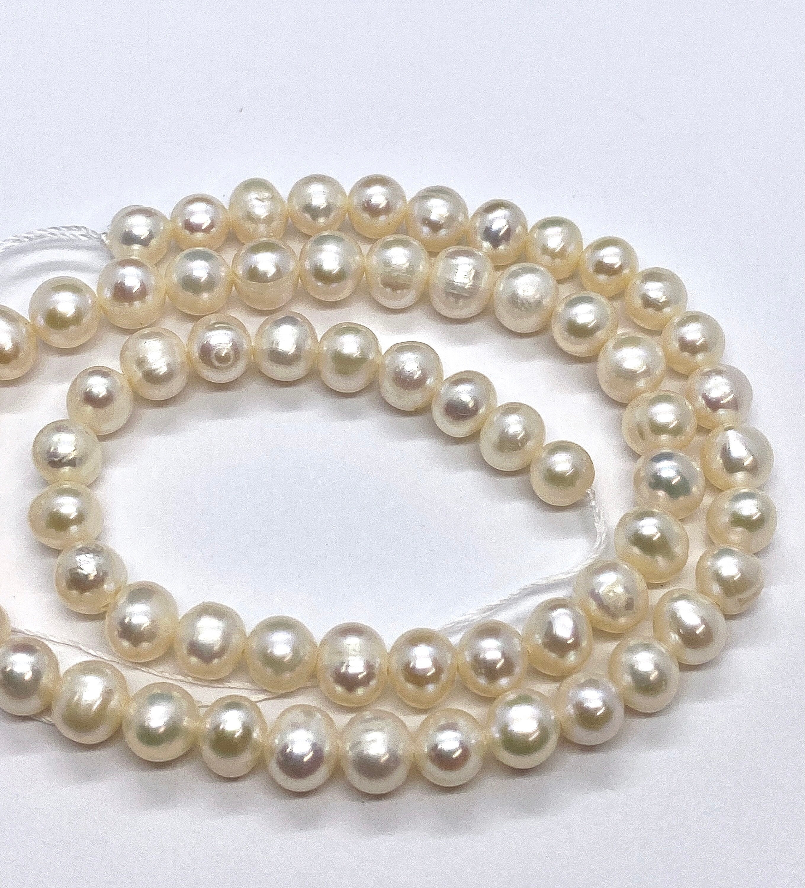 AA 6-7mm Round Off Freshwater Pear full strand 15" 64+ pc white ivory potato pearl beads Bridal pearl NEW Arrival Promotion Bargin #RS82004