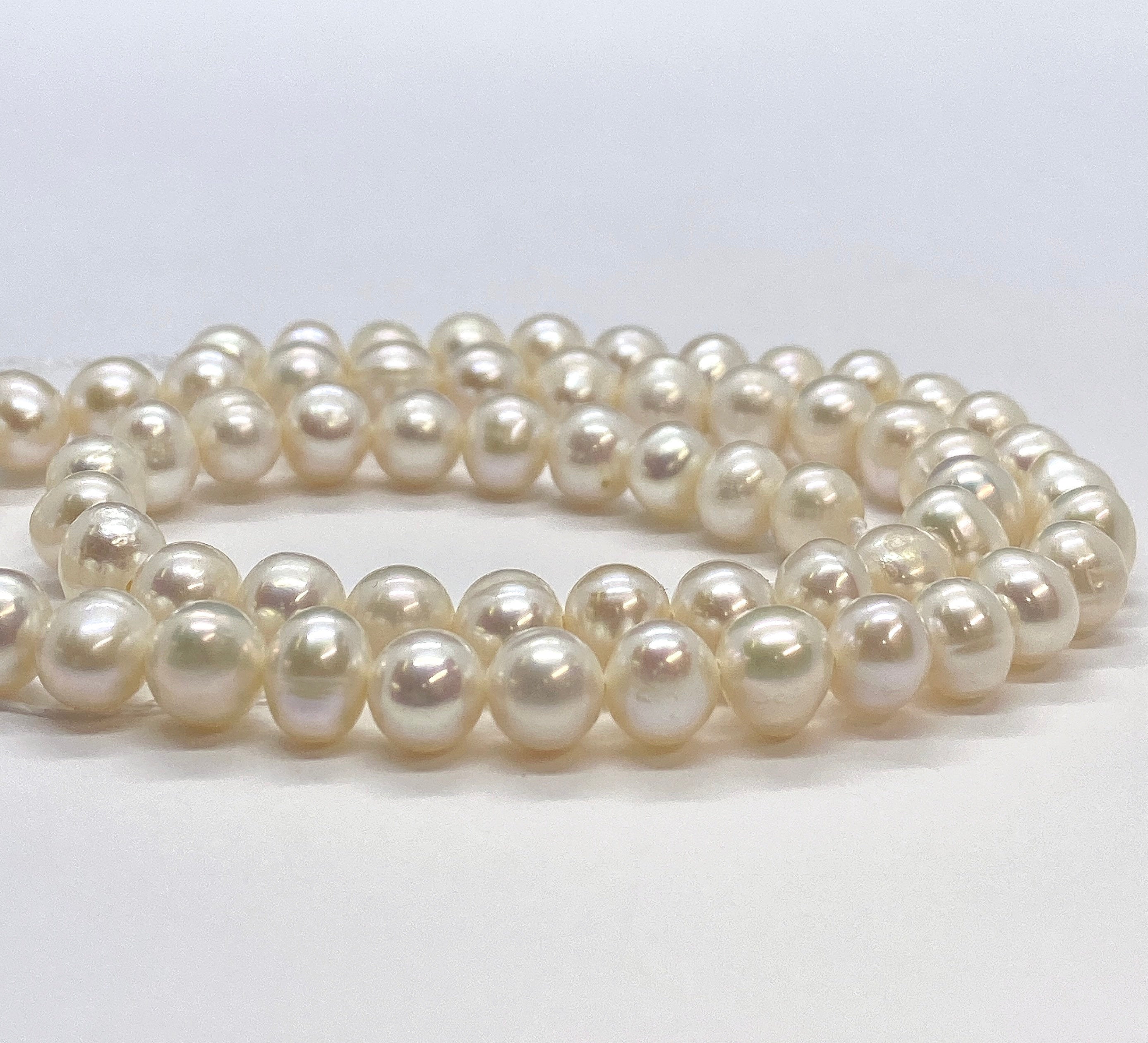 AA 6-7mm Round Off Freshwater Pear full strand 15" 64+ pc white ivory potato pearl beads Bridal pearl NEW Arrival Promotion Bargin #RS82004