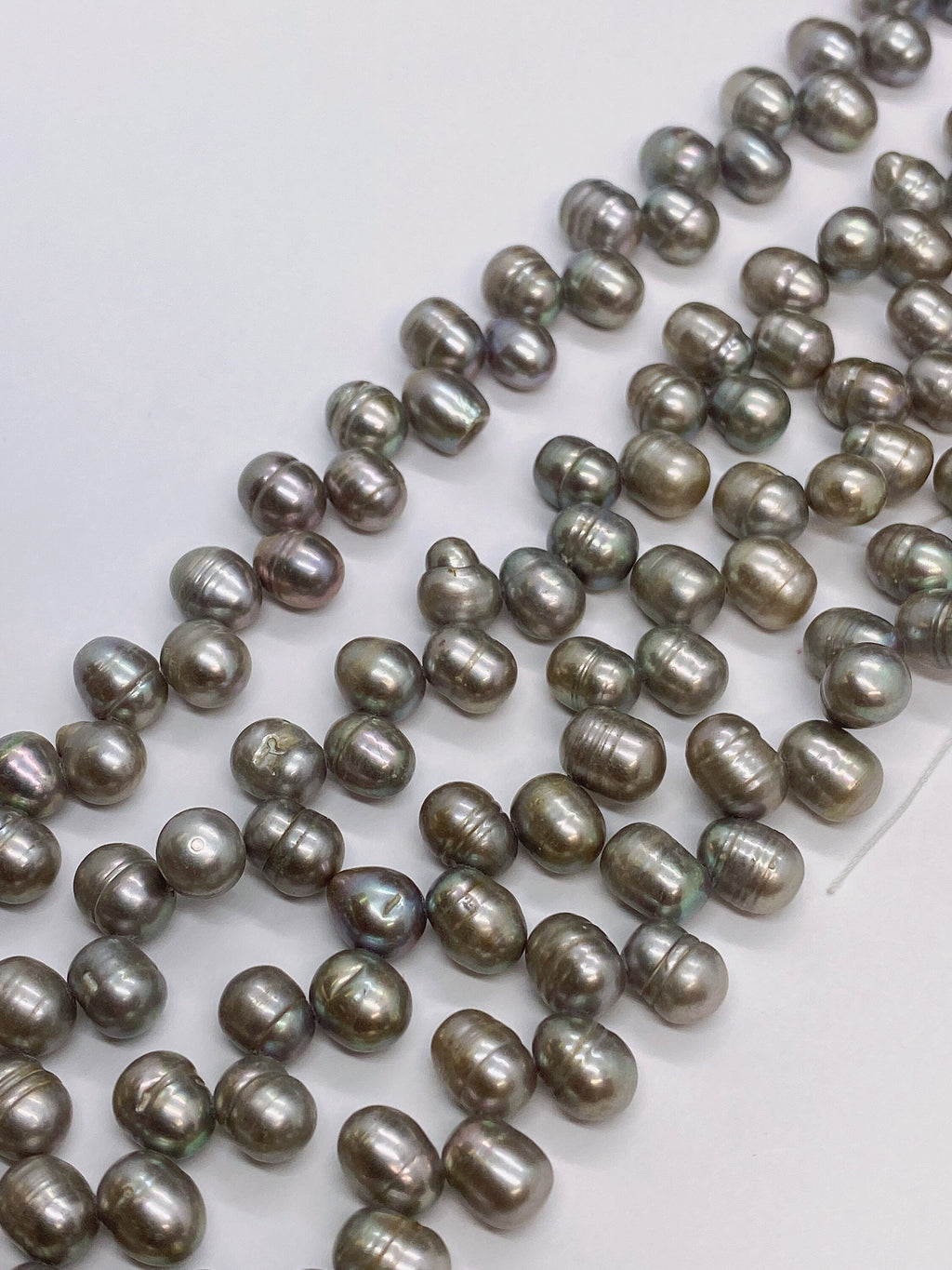 AAA+ Top drilled Dancing Rice Freshwater Pearls 5X8mm green golden yellow bronze Gem quality briolette pearl beads 15" full strand #DR3136