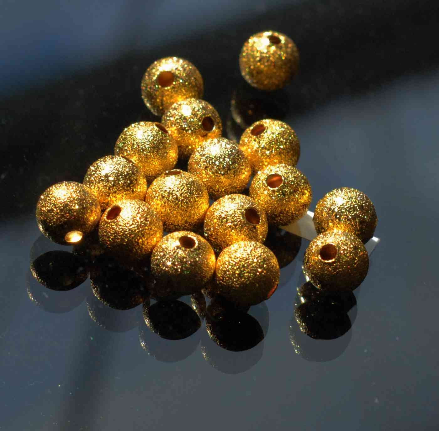 8mm 24k Gold Thick Plated Round Beads-----10pc set finding spacer----Promotion Sale #FDP228