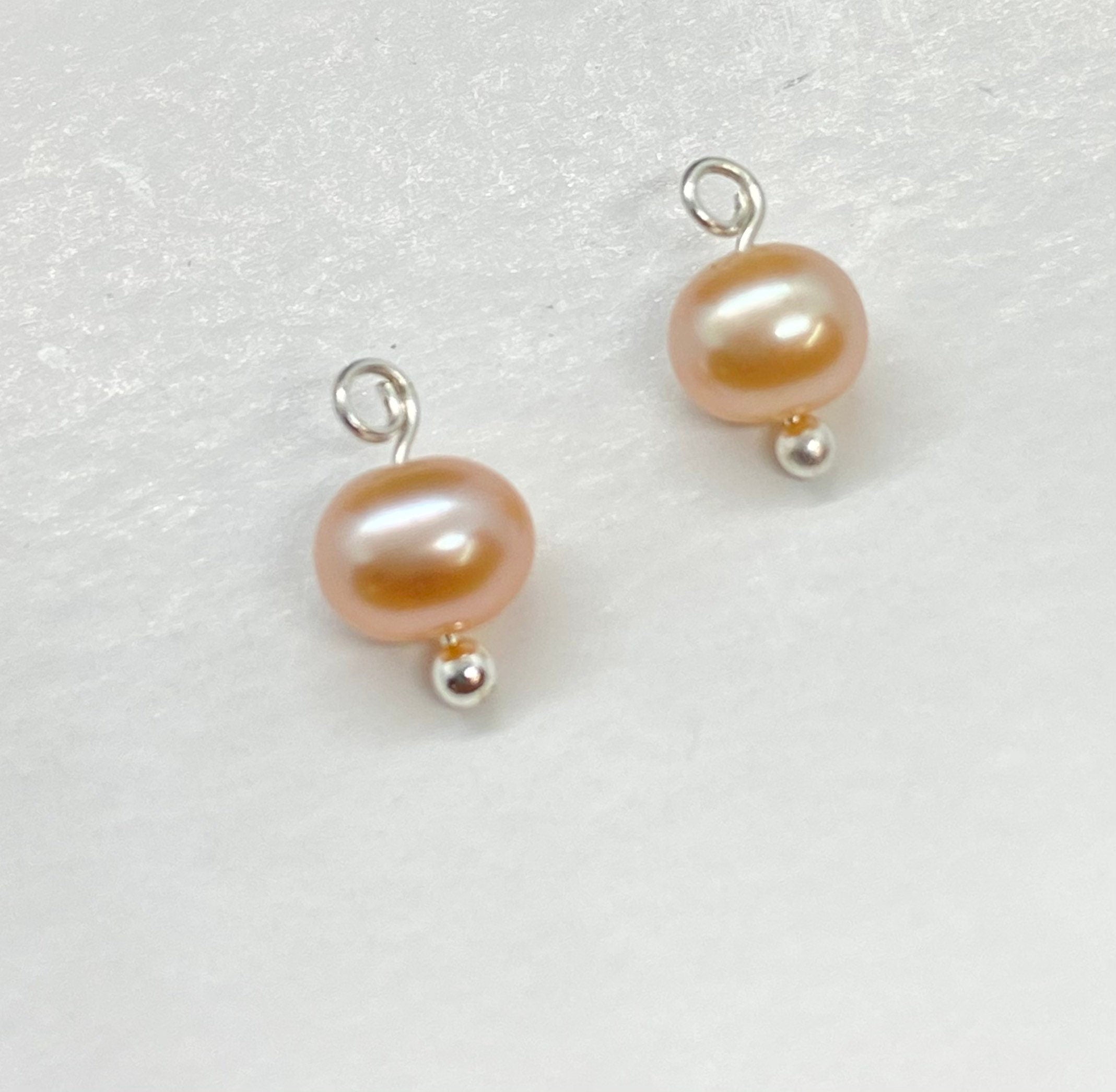 2pc Tiny Freshwater Pearl Dangle Pendant, Tiny pearl charm, DIY Making jewelry, round off pearl Charm, gold plated, sterling silver, color