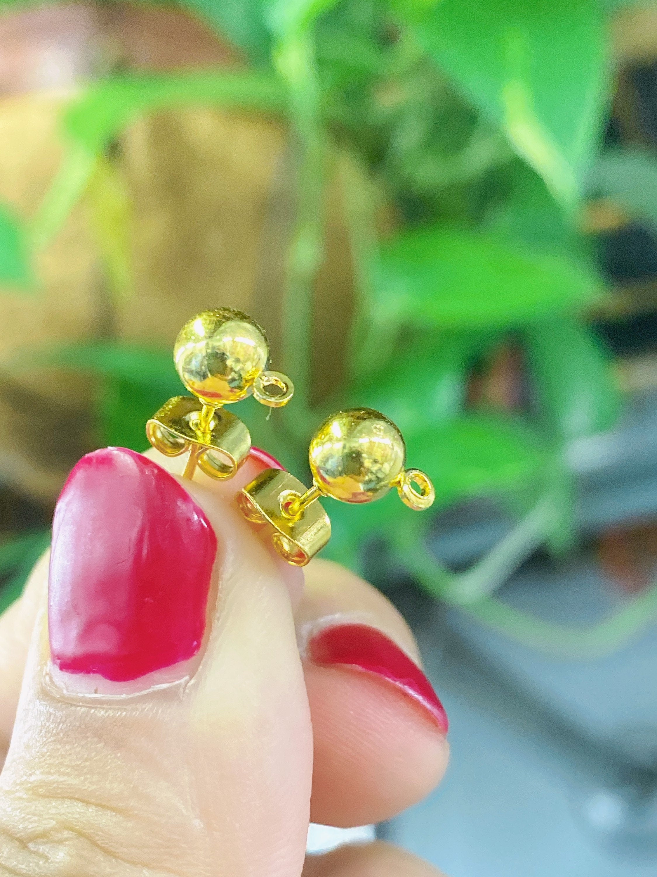 20pc 14k Gold Plated Ball Post Earring, 3mm 4mm 5mm 6mm Ball Stud Earring With Loop + Backs, DIY Earring,  Earring Findings, Wholesale F9122