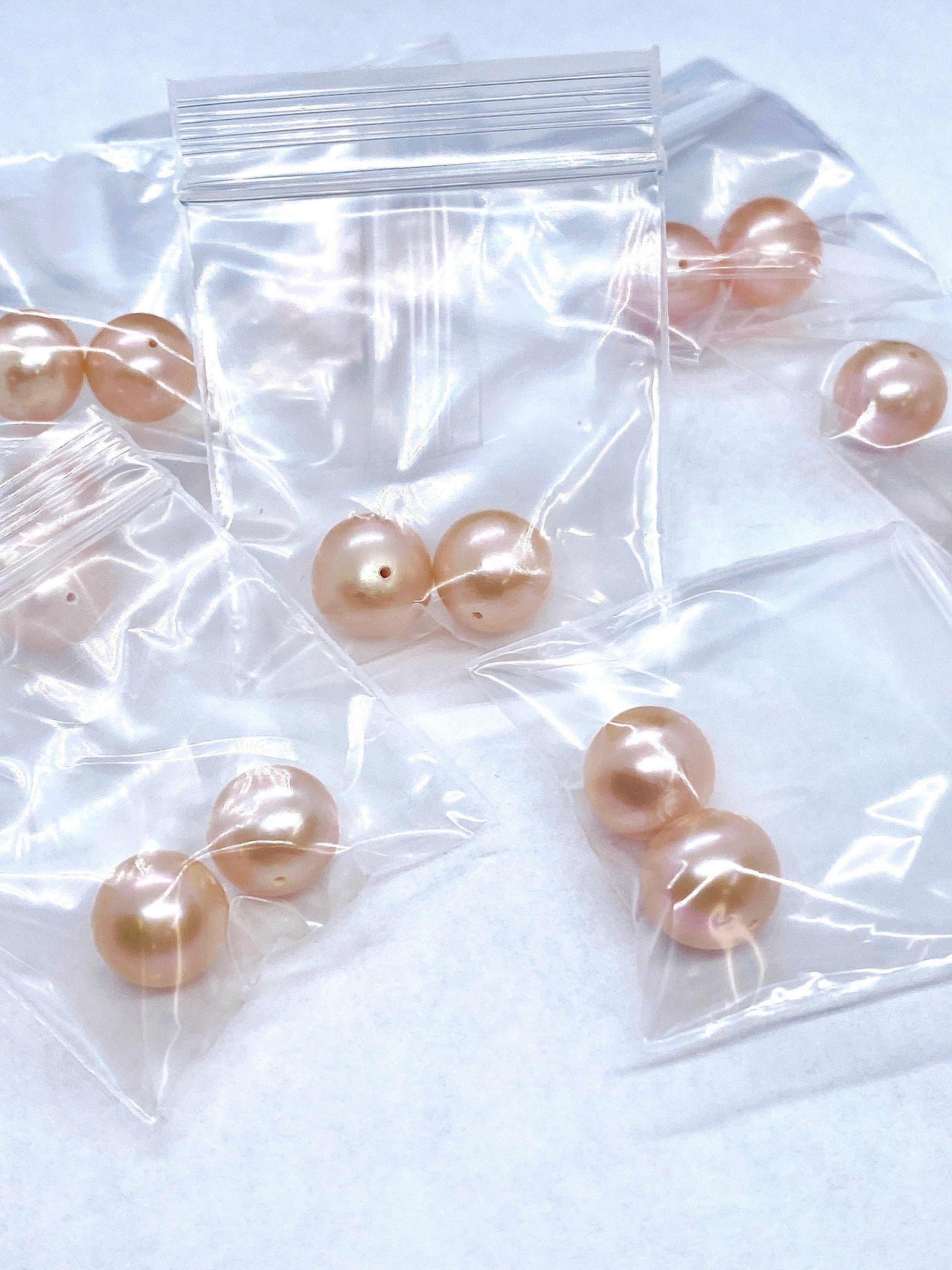 10mm Golden Champagne AA+ high quality round pair for earrings design, natural peach Pink High Metallic Luster matched genuine loose pearls