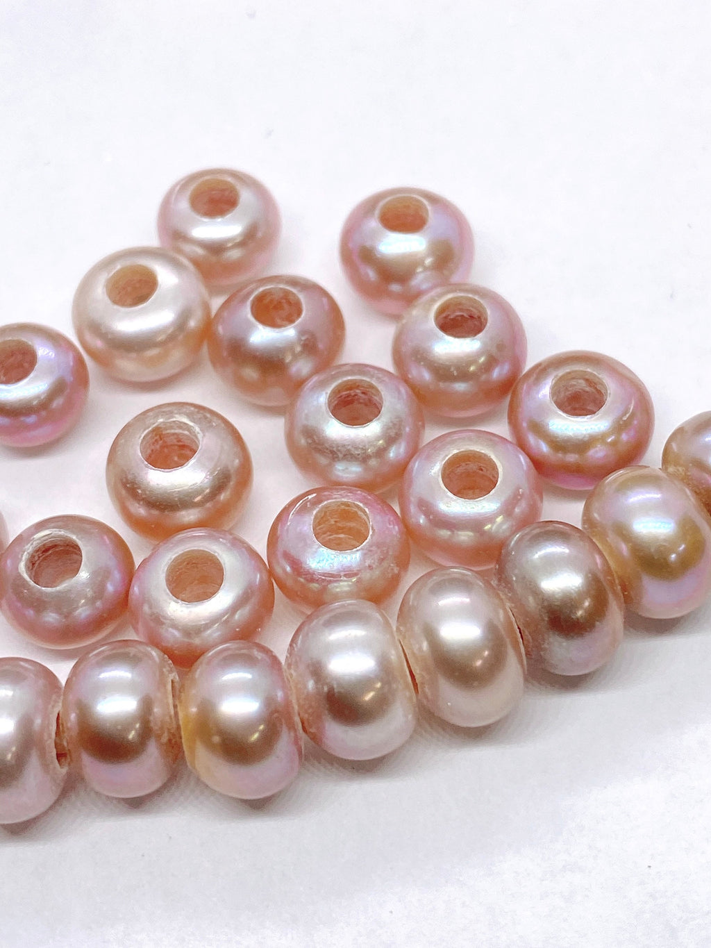 AAA 8mm Roundel button Freshwater Pearl, 1.5mm 2.2mm 3mm Large Hole Pearl Natural pink peach champagne white pearl beads LH8063 NEW