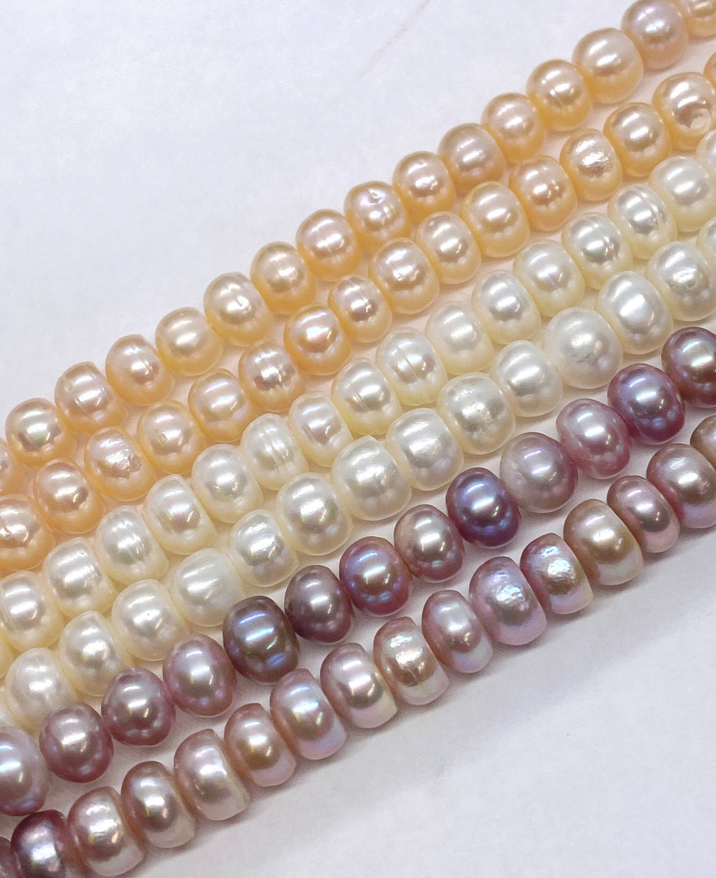 A-AA 8mm Roundel Freshwater Pearl, 15" full strand 1.5 2.2 3mm Large Hole button Pearl Natural pink champagne white pearl beads LH8063S NEW
