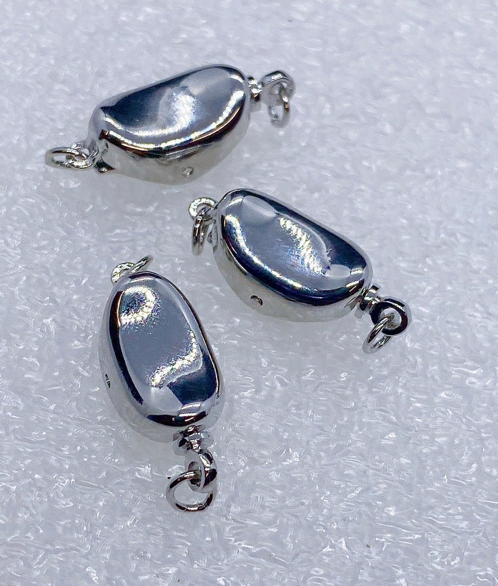Solid 925 sterling silver pearl Clasp White Gold vermeiled Clasp 8x13mm beading box pull clasp oval kidney shape, coffee bean clasp #FDC013
