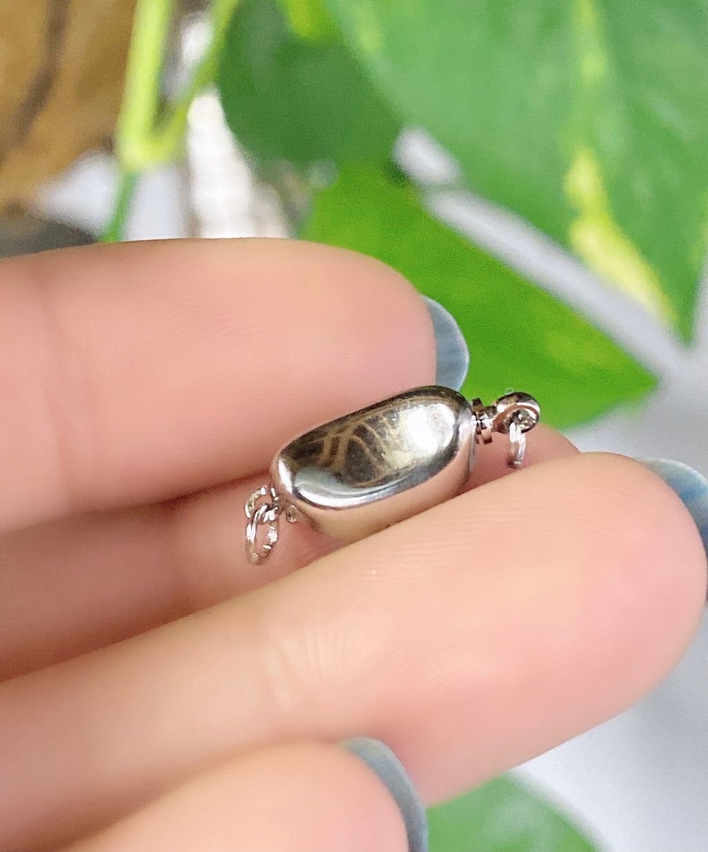 Solid 925 sterling silver pearl Clasp White Gold vermeiled Clasp 8x13mm beading box pull clasp oval kidney shape, coffee bean clasp #FDC013