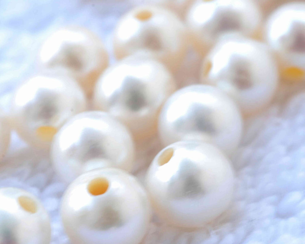 AA 8-9mm Large Hole Pearl Round potato Freshwater Pearl Ivory white pearl beads---10 pc set high quality 2.2mm hole- LH8008