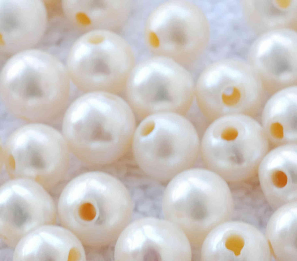 AA 8-9mm Large Hole Pearl Round potato Freshwater Pearl Ivory white pearl beads---10 pc set high quality 2.2mm hole- LH8008