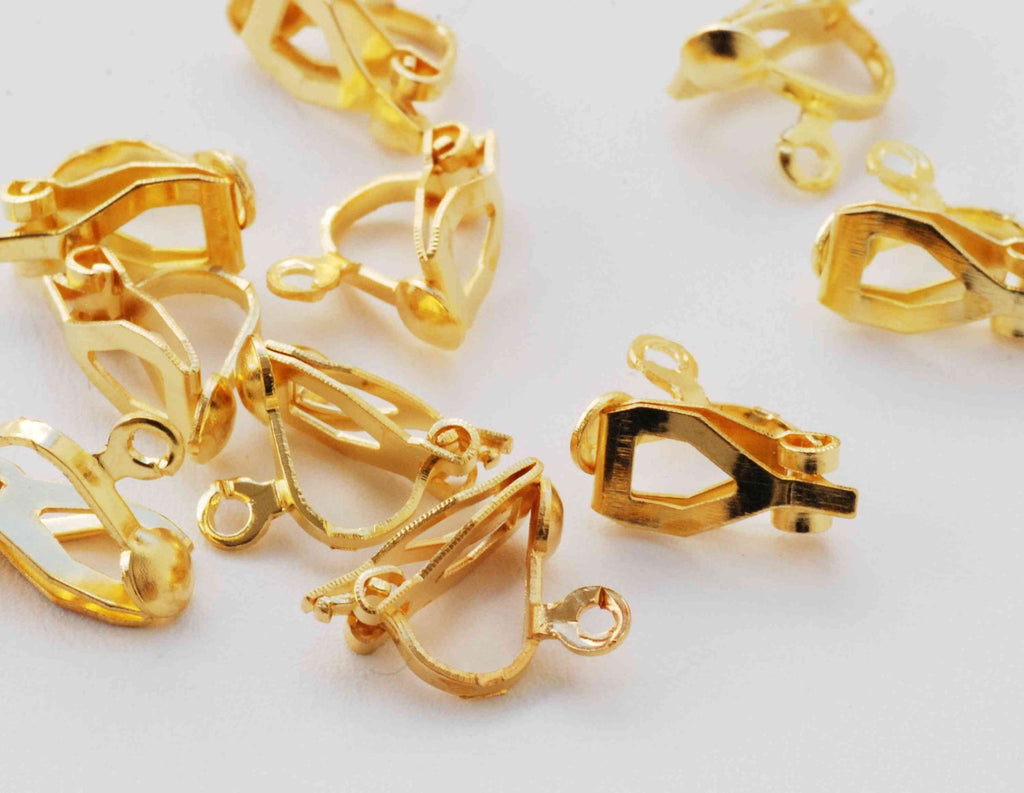 18k yellow Gold plated over Copper Earring Clips- Nickel Free - 10 Pc -F9004