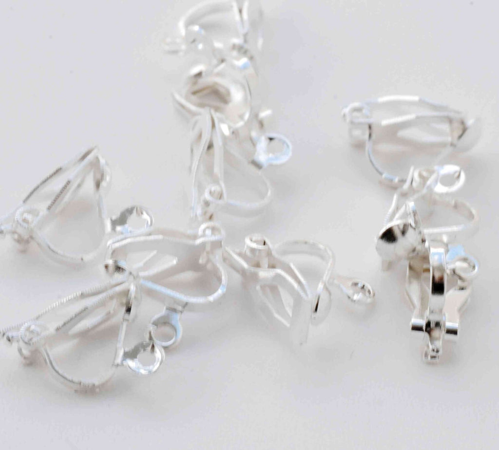 Silver plated over Copper Earring Clips- Nickel Free - 10 Pc -F9005