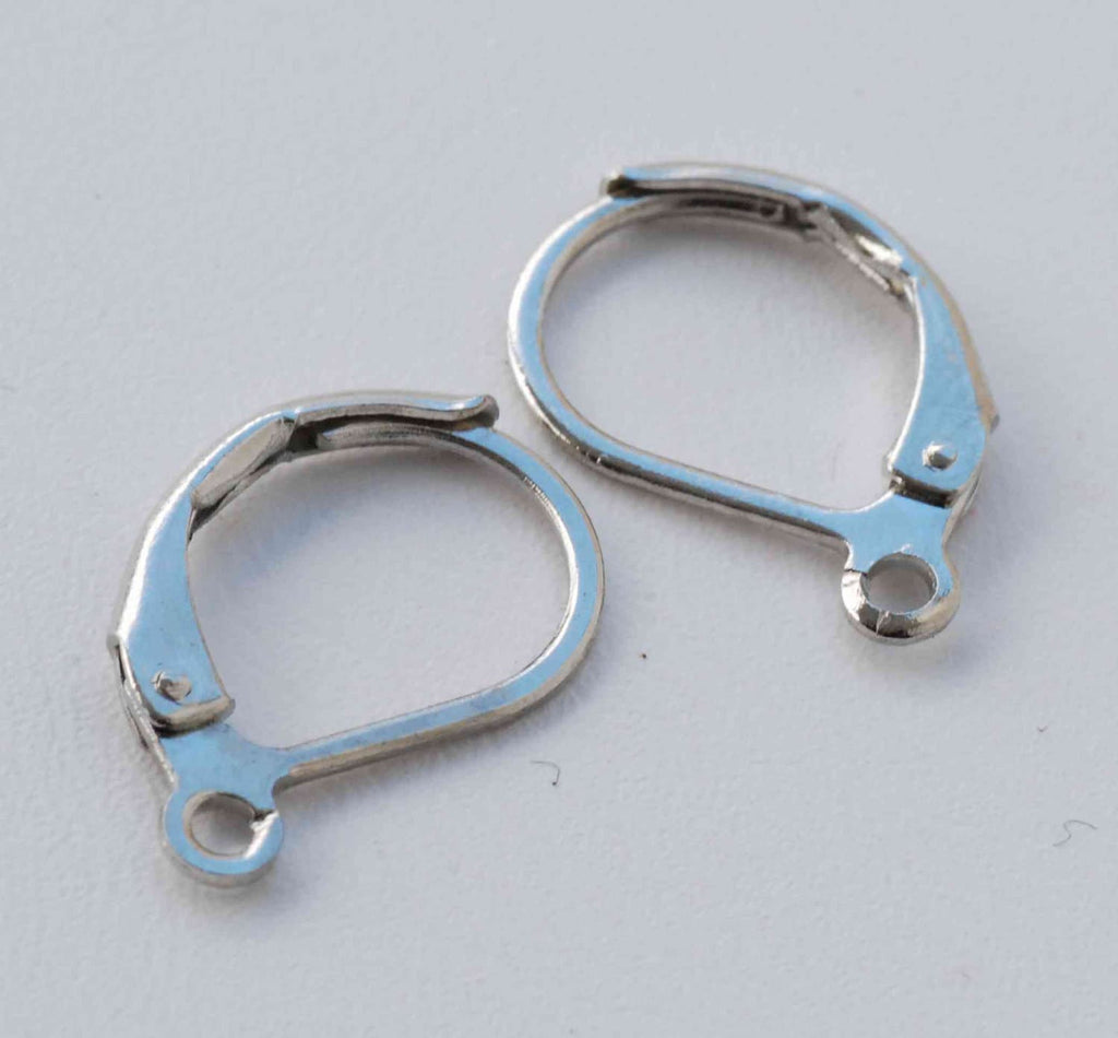 18k White Gold plated over Copper Lever Back Earring Wire with French Ring - Nickel Free - 60 Pc -F9001