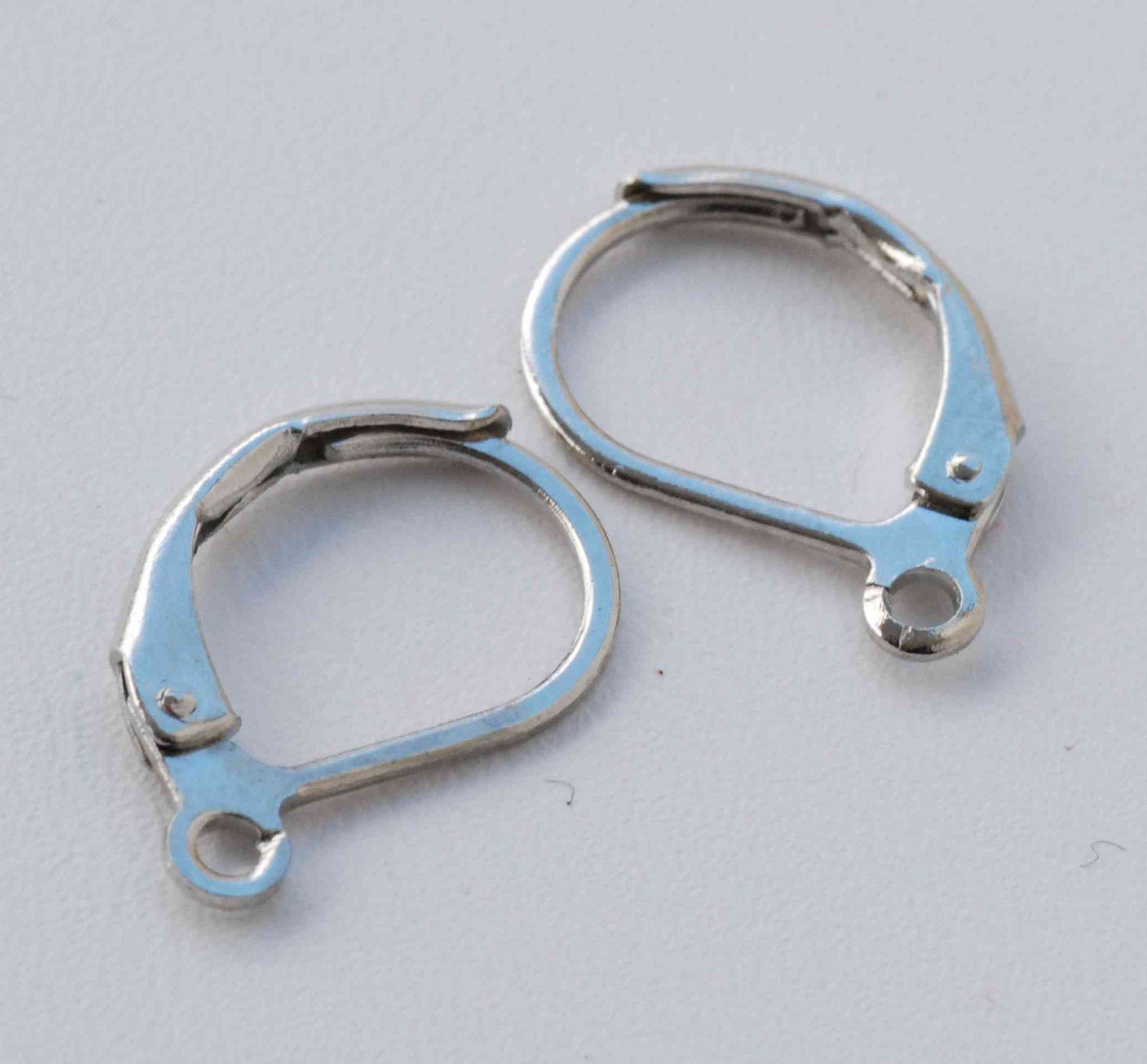 18k White Gold plated over Copper Lever Back Earring Wire with French Ring - Nickel Free - 20 Pc -F9001