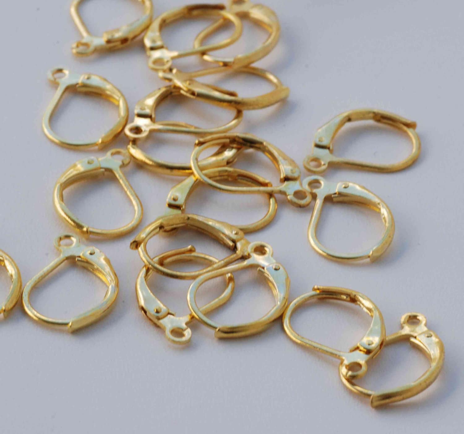18k yellow Gold plated over Copper Lever Back Earring Wire with French Ring - Nickel Free - 20 Pc -F9002