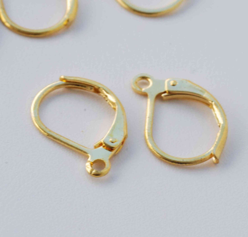 18k yellow Gold plated over Copper Lever Back Earring Wire with French Ring - Nickel Free - 20 Pc -F9002