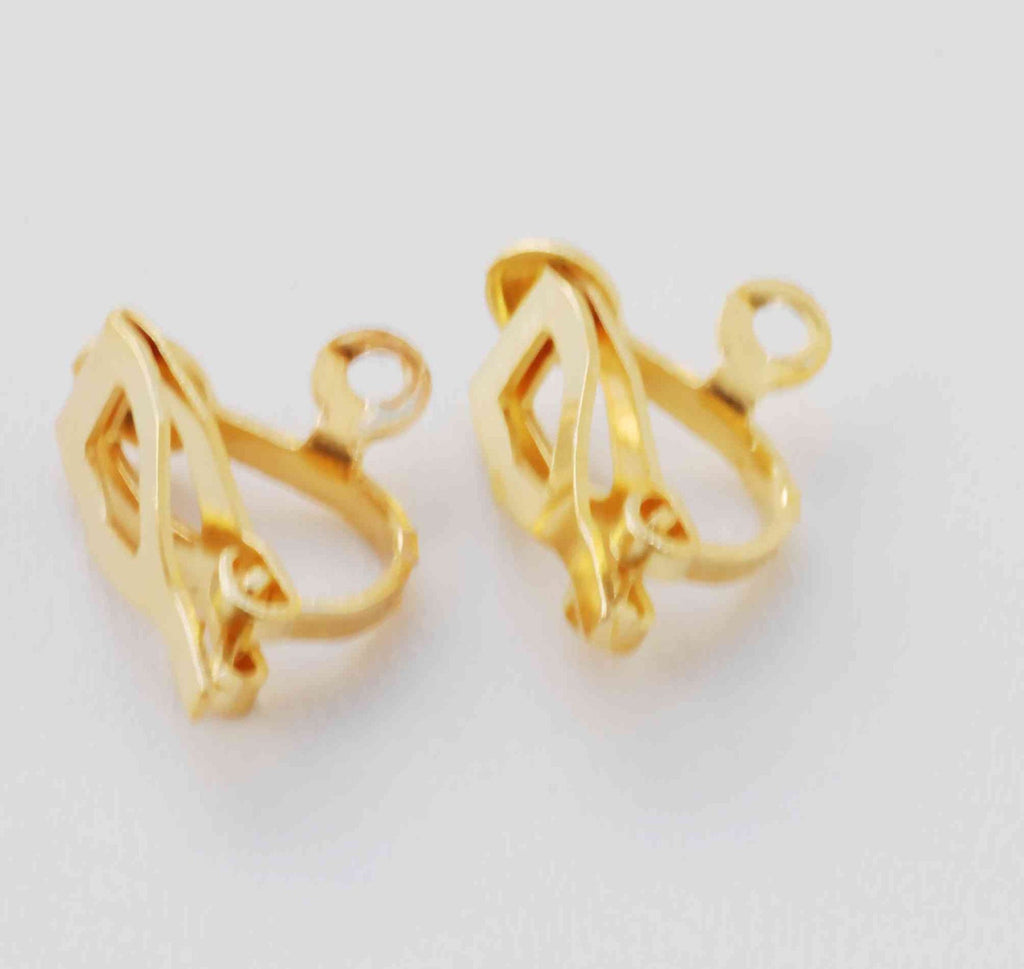 18k yellow Gold plated over Copper Earring Clips- Nickel Free - 10 Pc -F9004