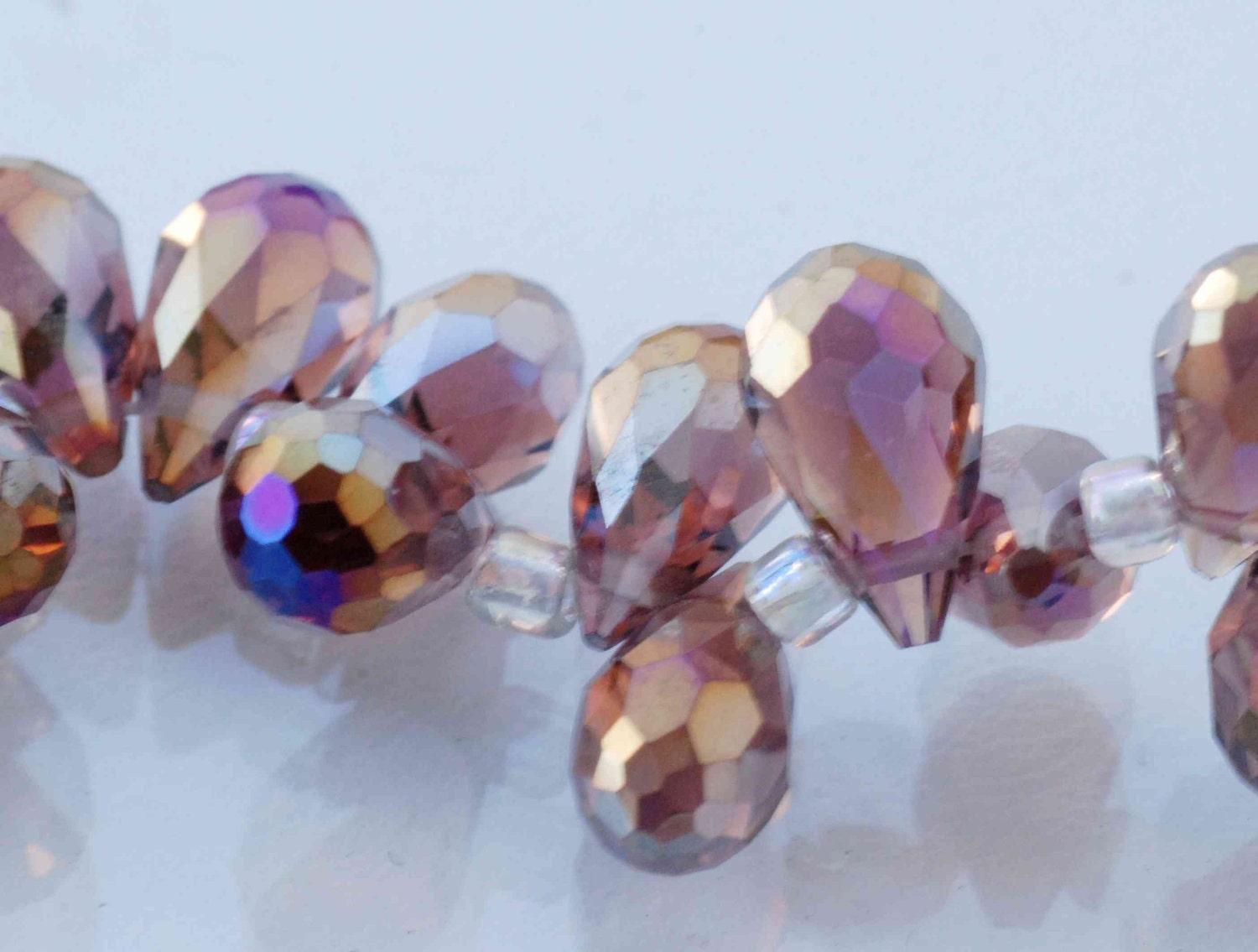 6X10mm Teardrop Drop Faceted Briolette Swarovski style Crystal----dark aurum with rainbow loose crystal beads shinning D05  6 pc set