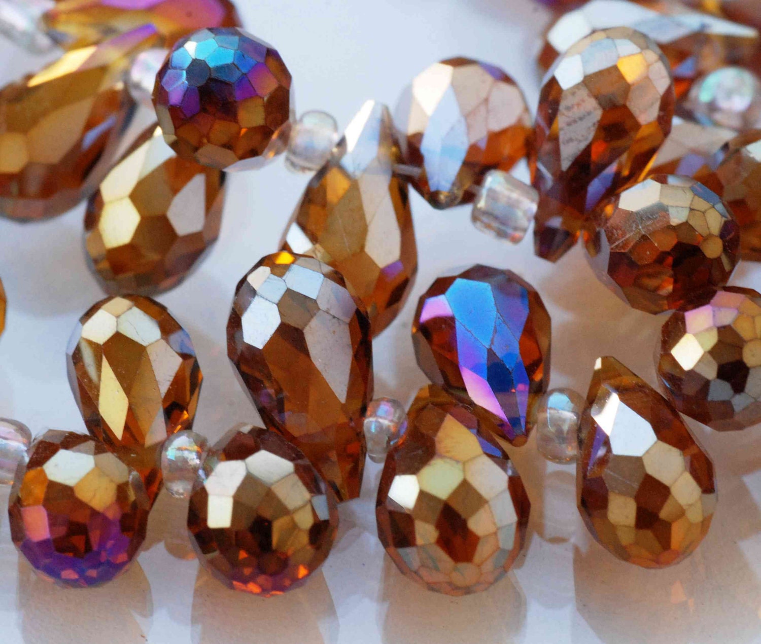 6X10mm Teardrop Drop Faceted Briolette Swarovsky Crystal----deep brown with rainbow shinning---- 6 pc