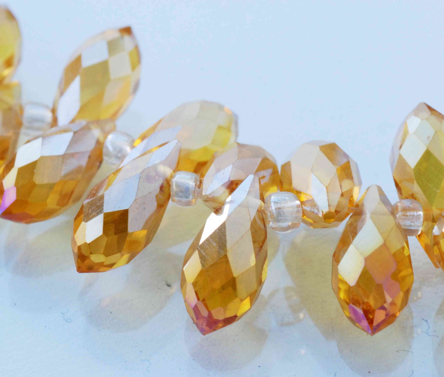 6X10mm Teardrop Drop Faceted Briolette Swarovski Crystal----light brown with rainbow shinning crystal beads-- 6 pc