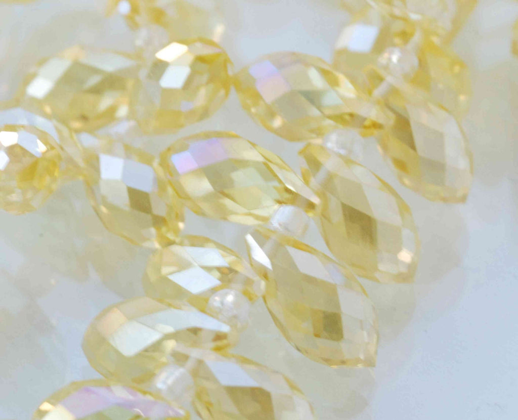 6X10mm Teardrop Drop Faceted Briolette Swarovsky Crystal----yellow with rainbow shinning---- 6 pc