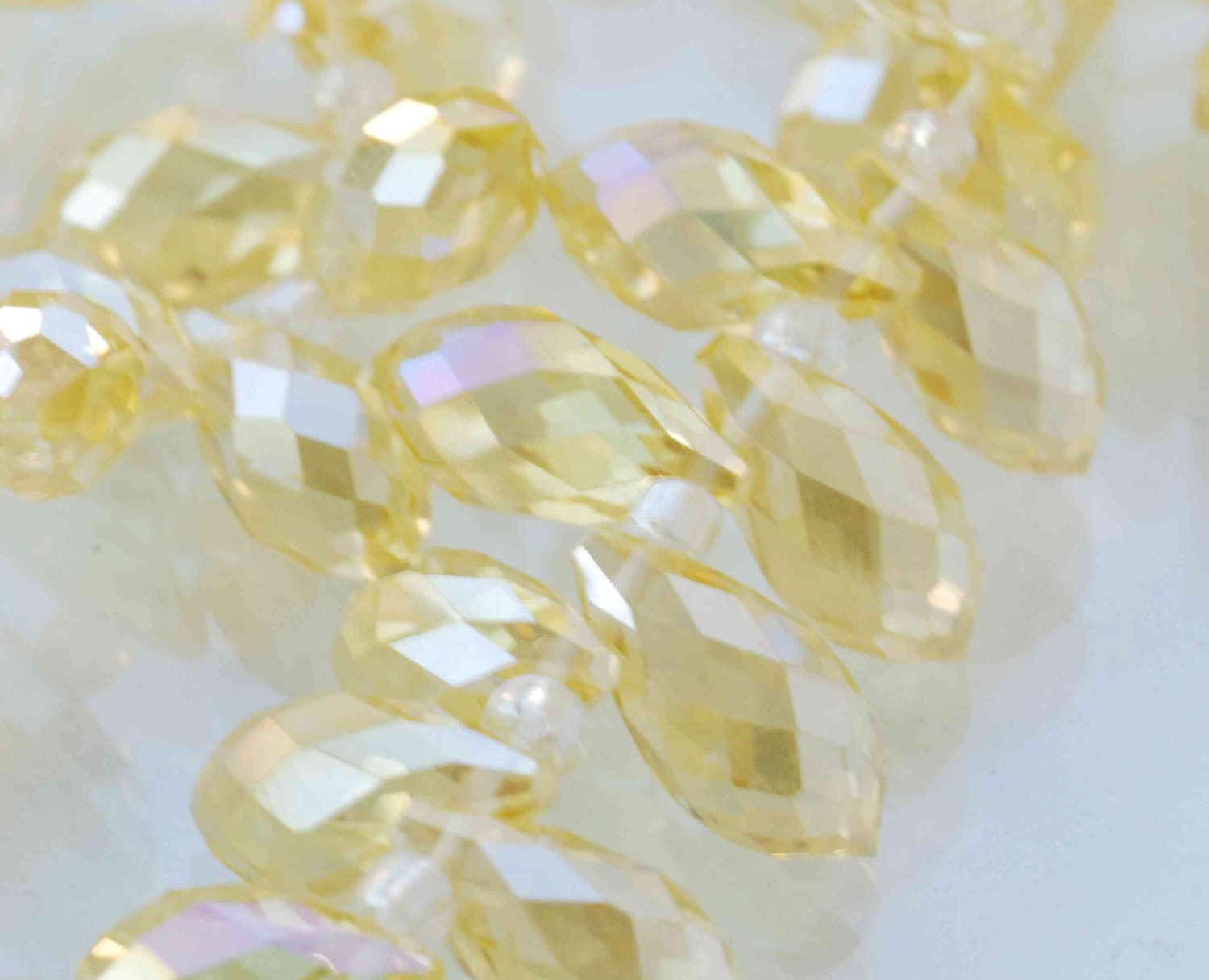 6X10mm Teardrop Drop Faceted Briolette Swarovsky Crystal----yellow with rainbow shinning---- 6 pc