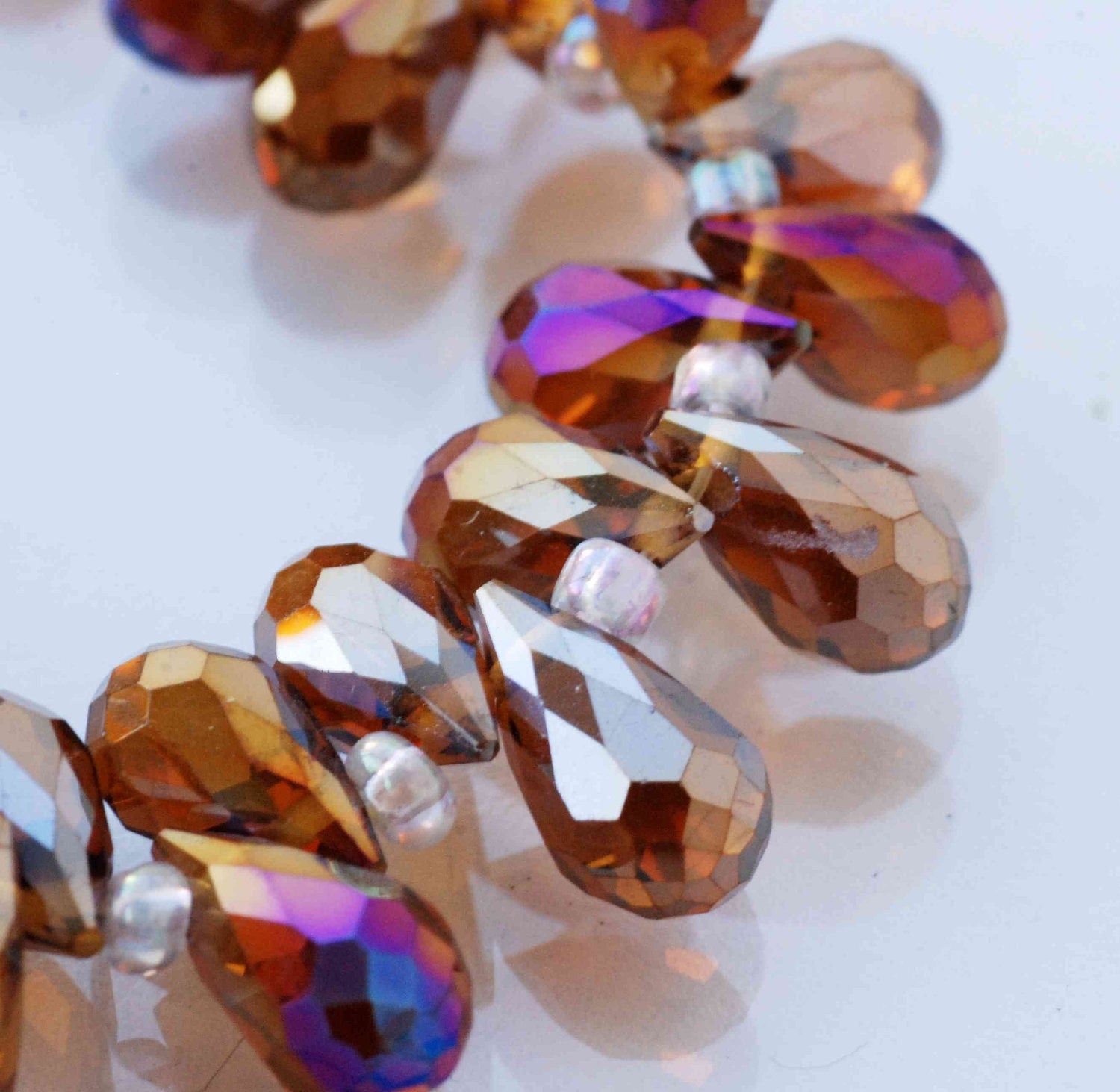 6X10mm Teardrop Drop Faceted Briolette Swarovsky Crystal----deep brown with rainbow shinning---- 6 pc