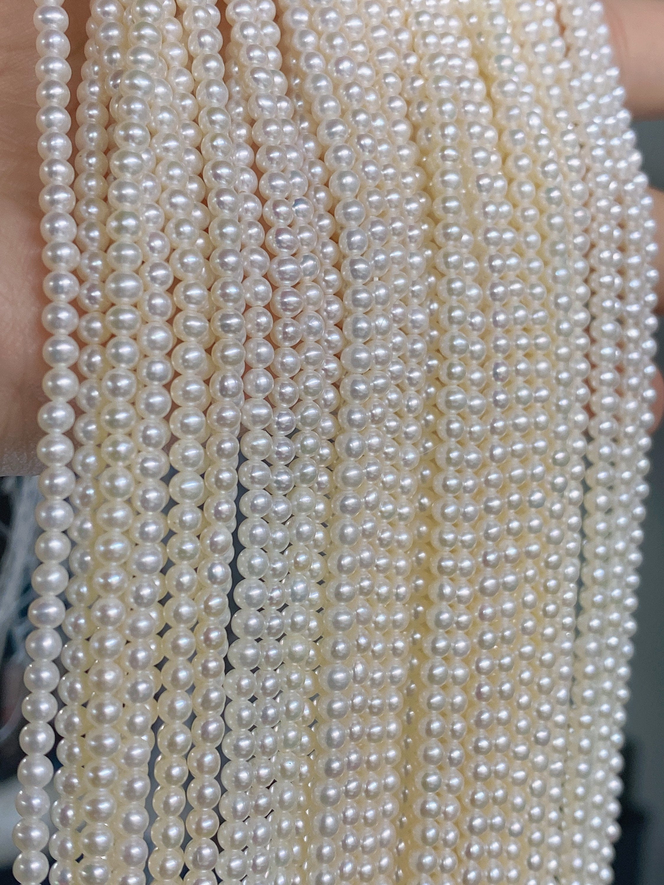 NEW AAA+ Gem quality 3mm Seed Pearl strand full strand over 135 piece round seeds genuine pearl, high luster---for designer SD72001