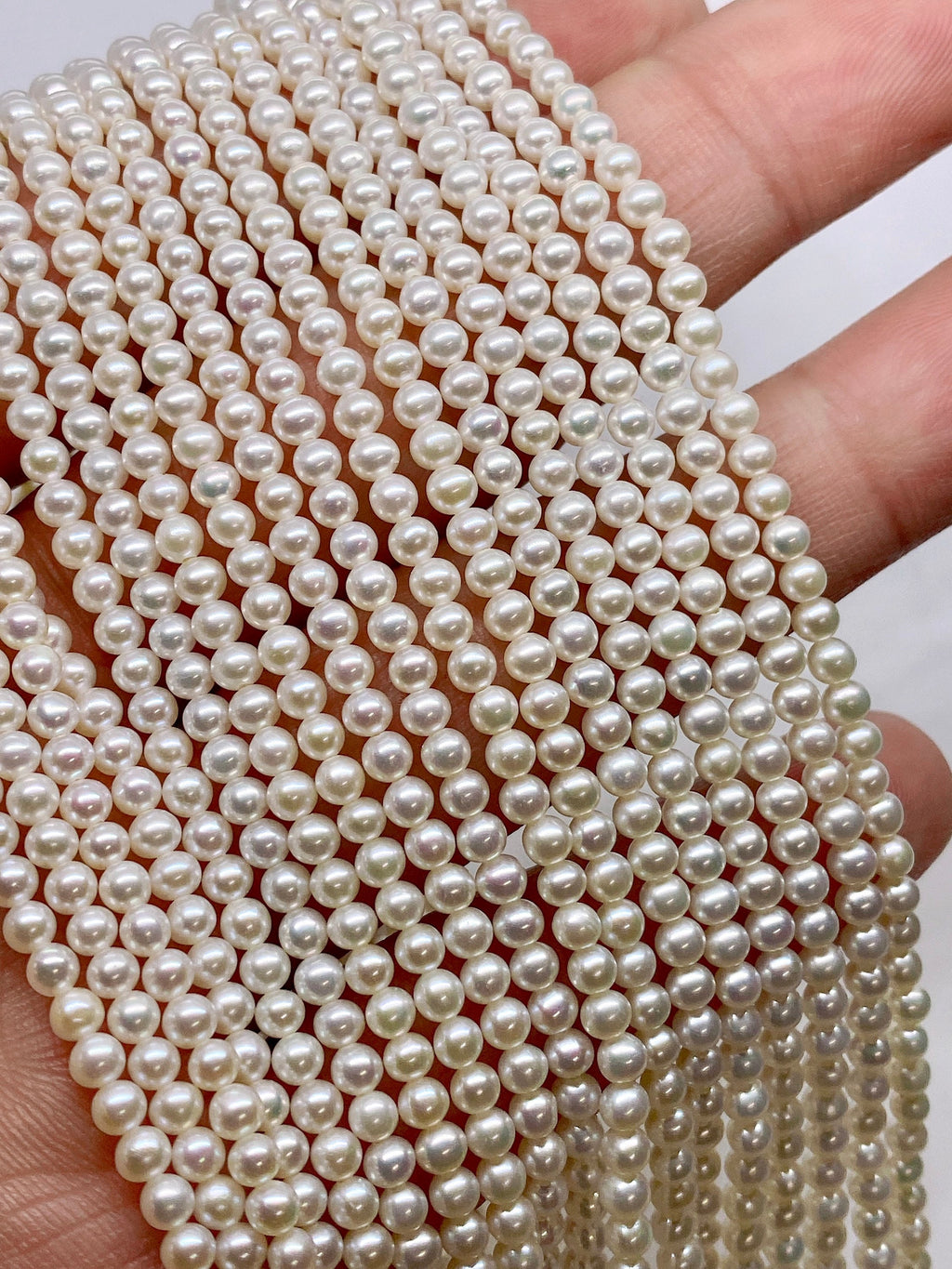 NEW AAA+ Gem quality 3mm 4mm Seed Akoya Pearl 15.5" full strand over105pc 135+ pc round seeds genuine pearl ---for designer SD72002