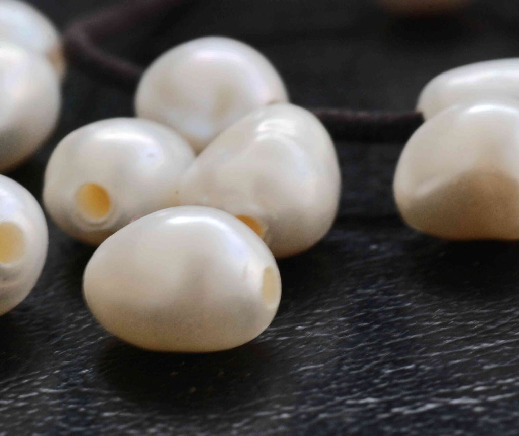 9X11mm Large Hole Pearl Baroque Pearl Freshwater Pear white Large  2.5mm 3mm hole---8 pieces set----New Arrival   #LH8041