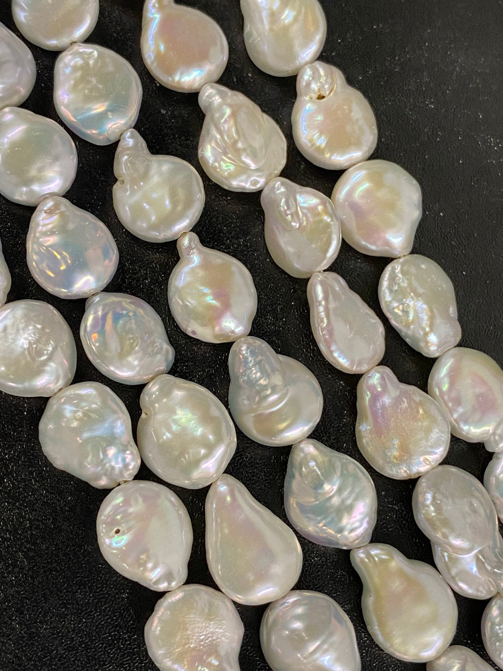 AA 11X14mm Baroque coin Pearl beads, natural ivory White Briolette Genuine Coin Freshwater Pearl luster half strand 7.5" 12pc+ NEW SALE