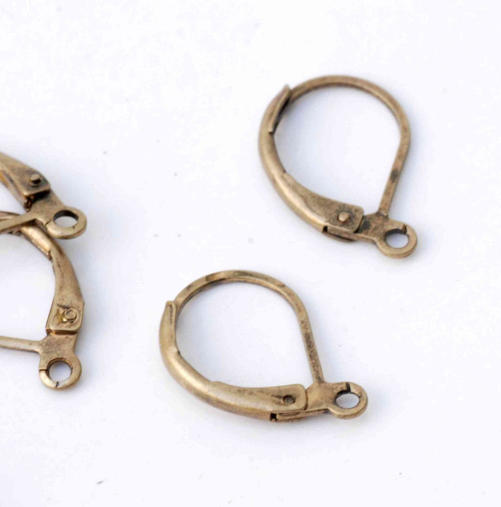 Antique Copper Lever Back Earring Wire with French Ring - Nickel Free - 20 Pc -F9015 finding