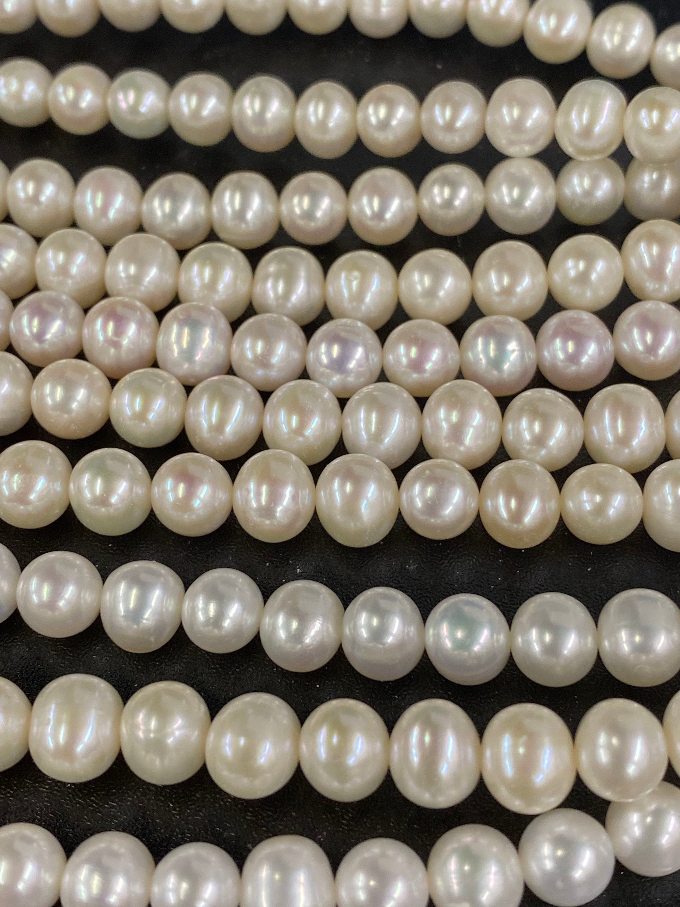 New SALE AA 8-9mm Round Off Cultured Freshwater Pearl 15.5" full Strand Luster Ivory White pearl 50+ pc beads Excellent Barging #RS3016NX