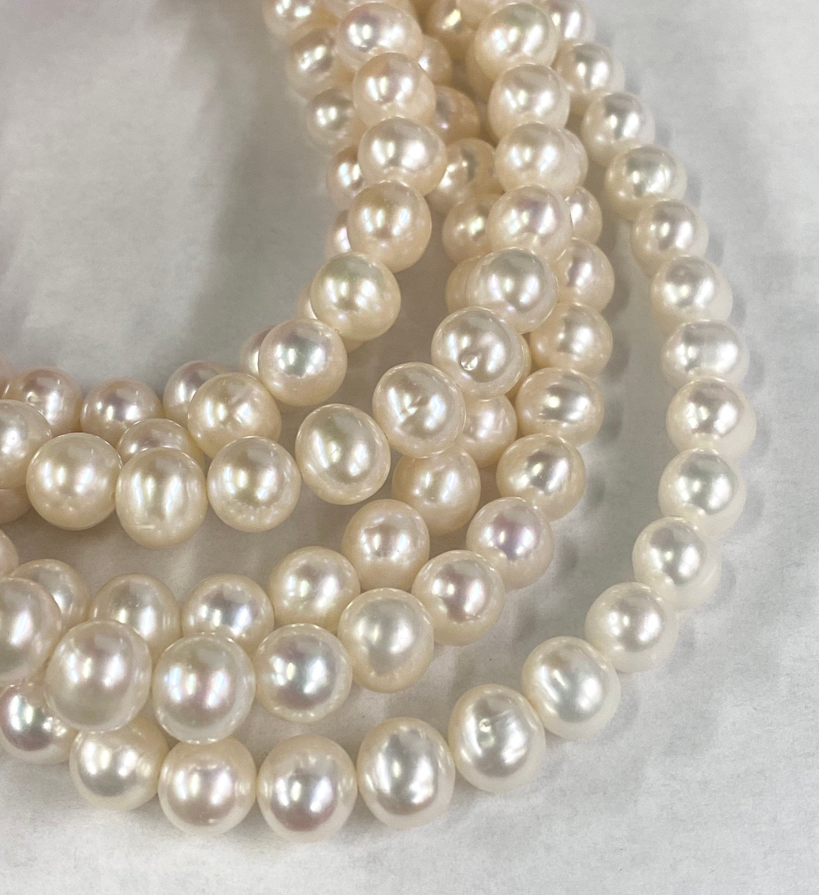 New SALE AA 8-9mm Round Off Cultured Freshwater Pearl 15.5" full Strand Luster Ivory White pearl 50+ pc beads Excellent Barging #RS3016NX