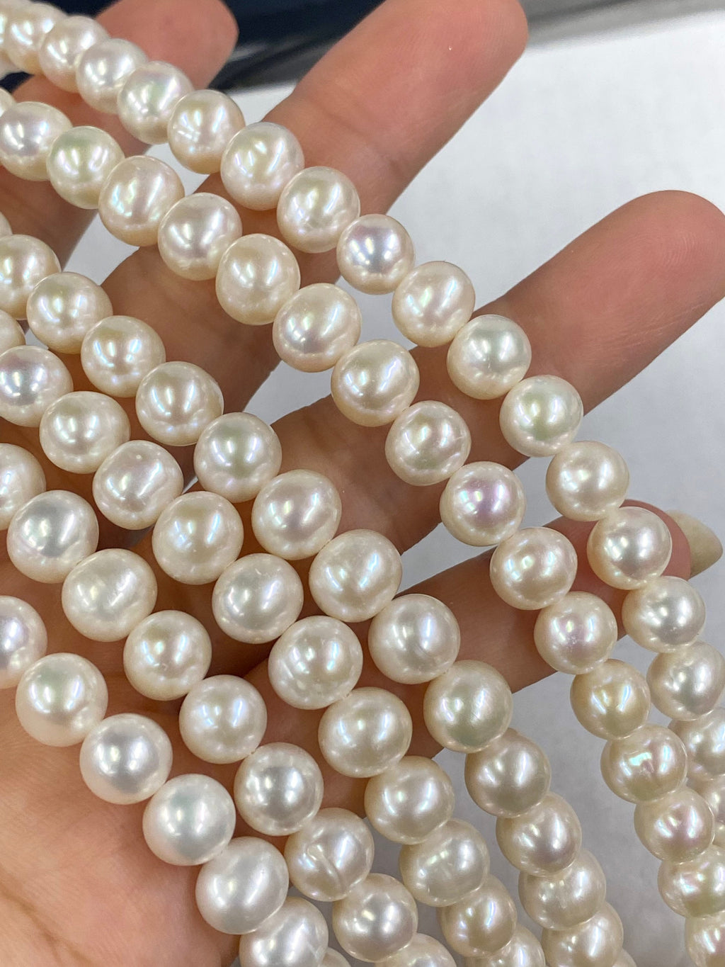 New SALE AA 8-9mm Round Off Cultured Freshwater Pearl 15.5" full Strand Luster Ivory White pearl 50+ pc beads Excellent Barging #RS3016NX