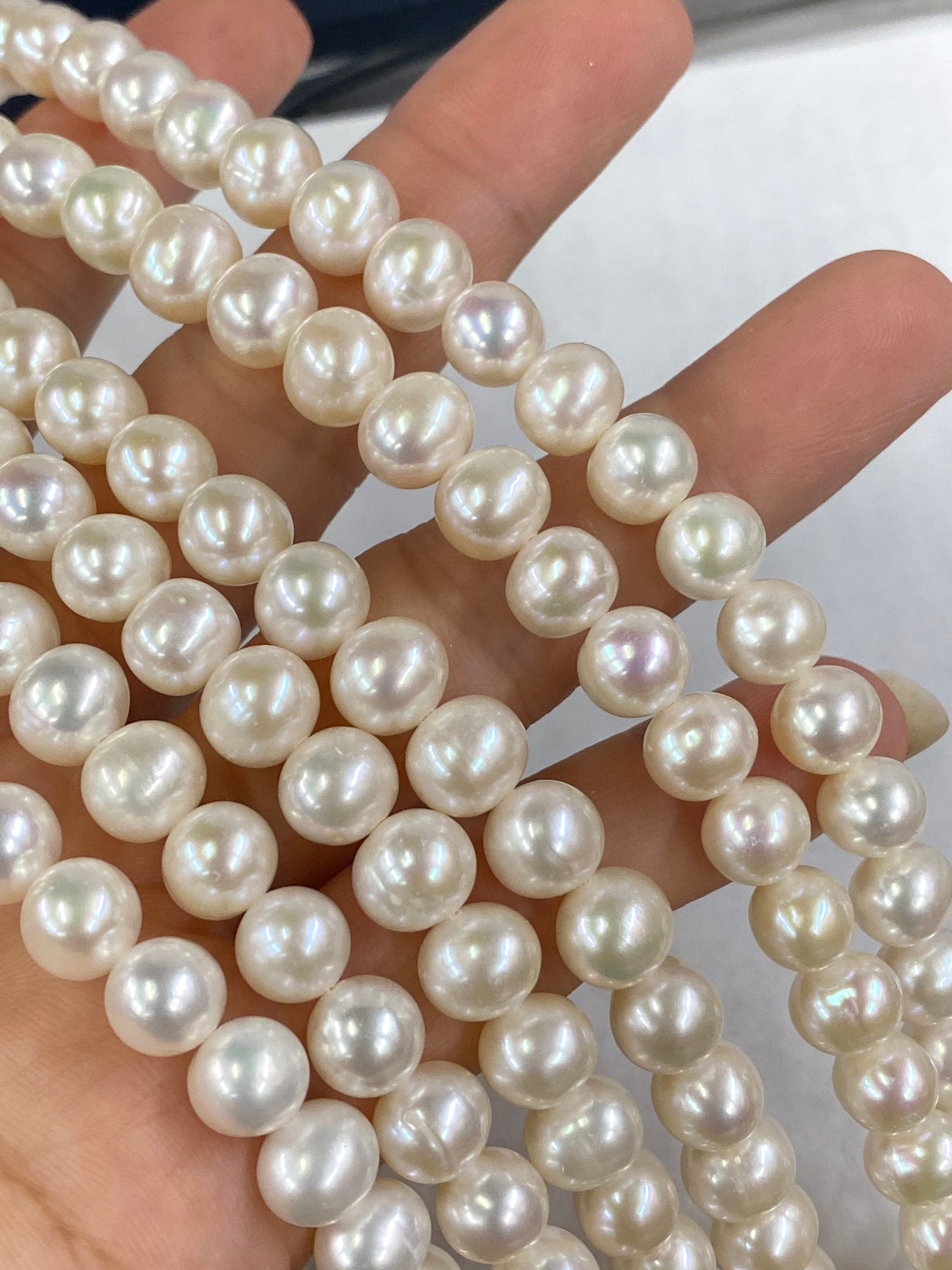 New SALE AA 8-9mm Round Off Cultured Freshwater Pearl 15.5" full Strand Luster Ivory White pearl 50+ pc beads Excellent Barging #RS3016NX