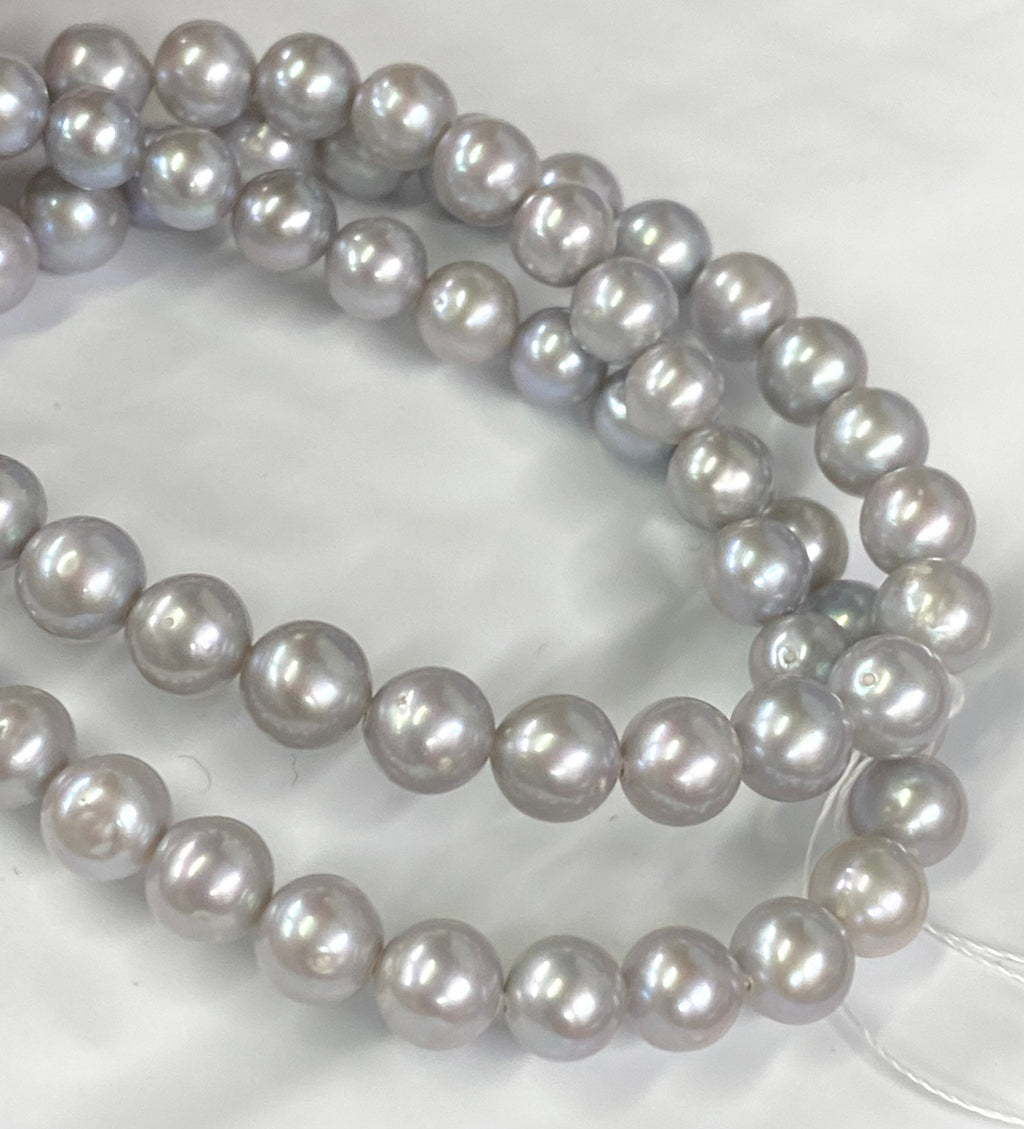 NEW AA 5.5-6.5mm stunning Silver Grey Akoya Pearl round pearl beads platinum Silver Grey loose pearl  Full Strand 15.5" 68+ pc #RS2105