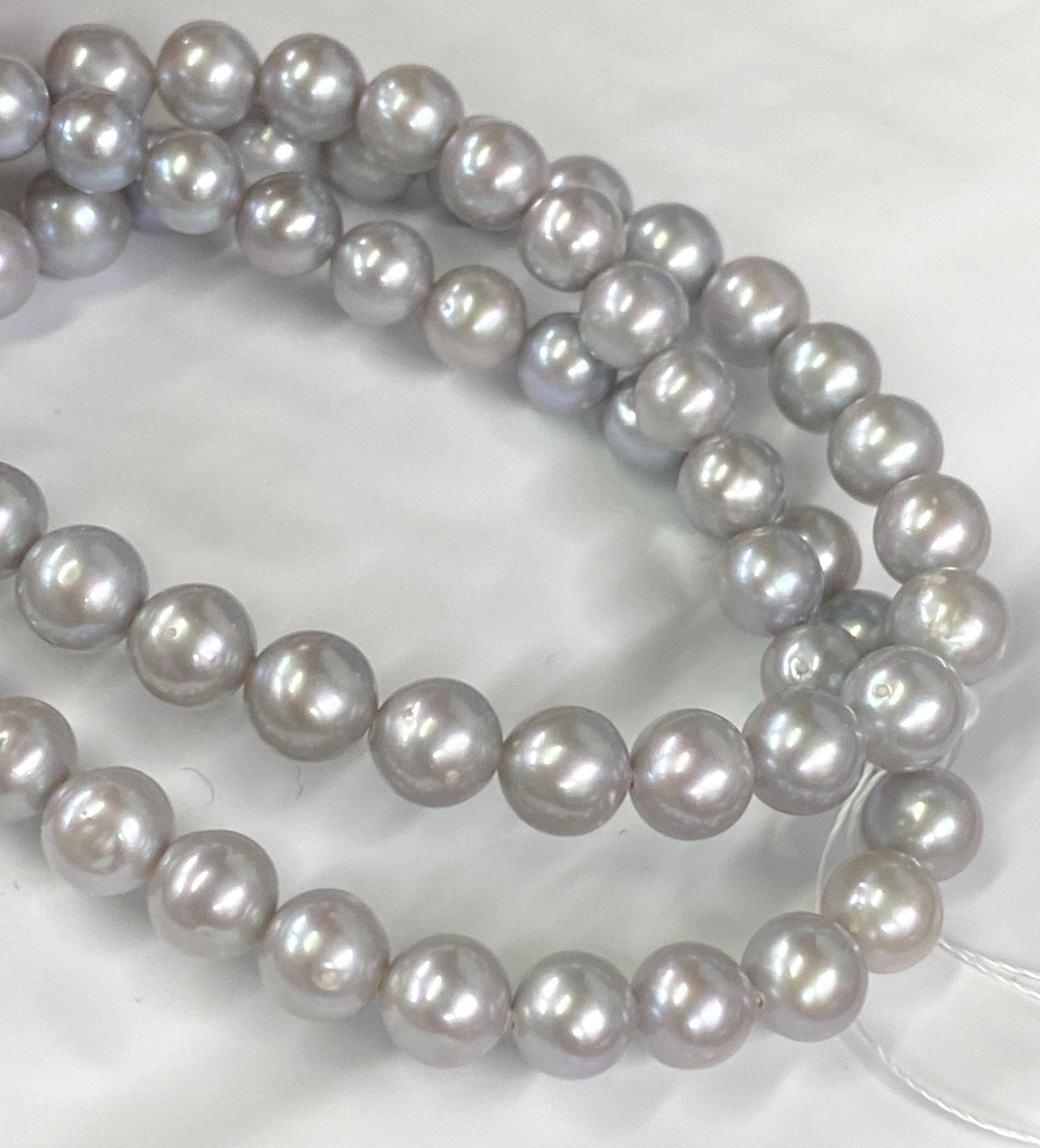 NEW AA 5.5-6.5mm stunning Silver Grey Akoya Pearl round pearl beads platinum Silver Grey loose pearl  Full Strand 15.5" 68+ pc #RS2105