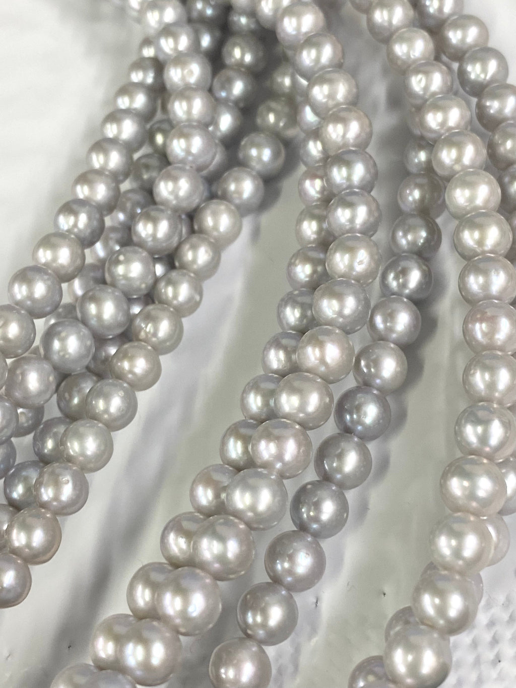 NEW AA 5.5-6.5mm stunning Silver Grey Akoya Pearl round pearl beads platinum Silver Grey loose pearl  Full Strand 15.5" 68+ pc #RS2105