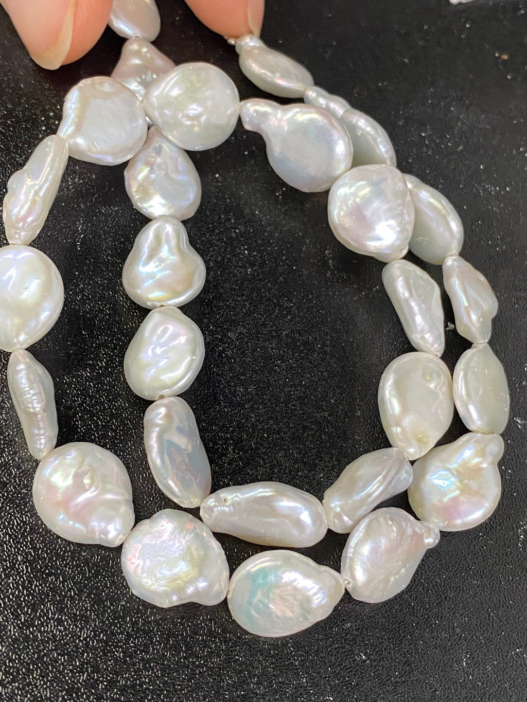 AA 11X14mm Baroque coin Pearl beads, natural ivory White Briolette Genuine Coin Freshwater Pearl luster half strand 7.5" 12pc+ NEW SALE