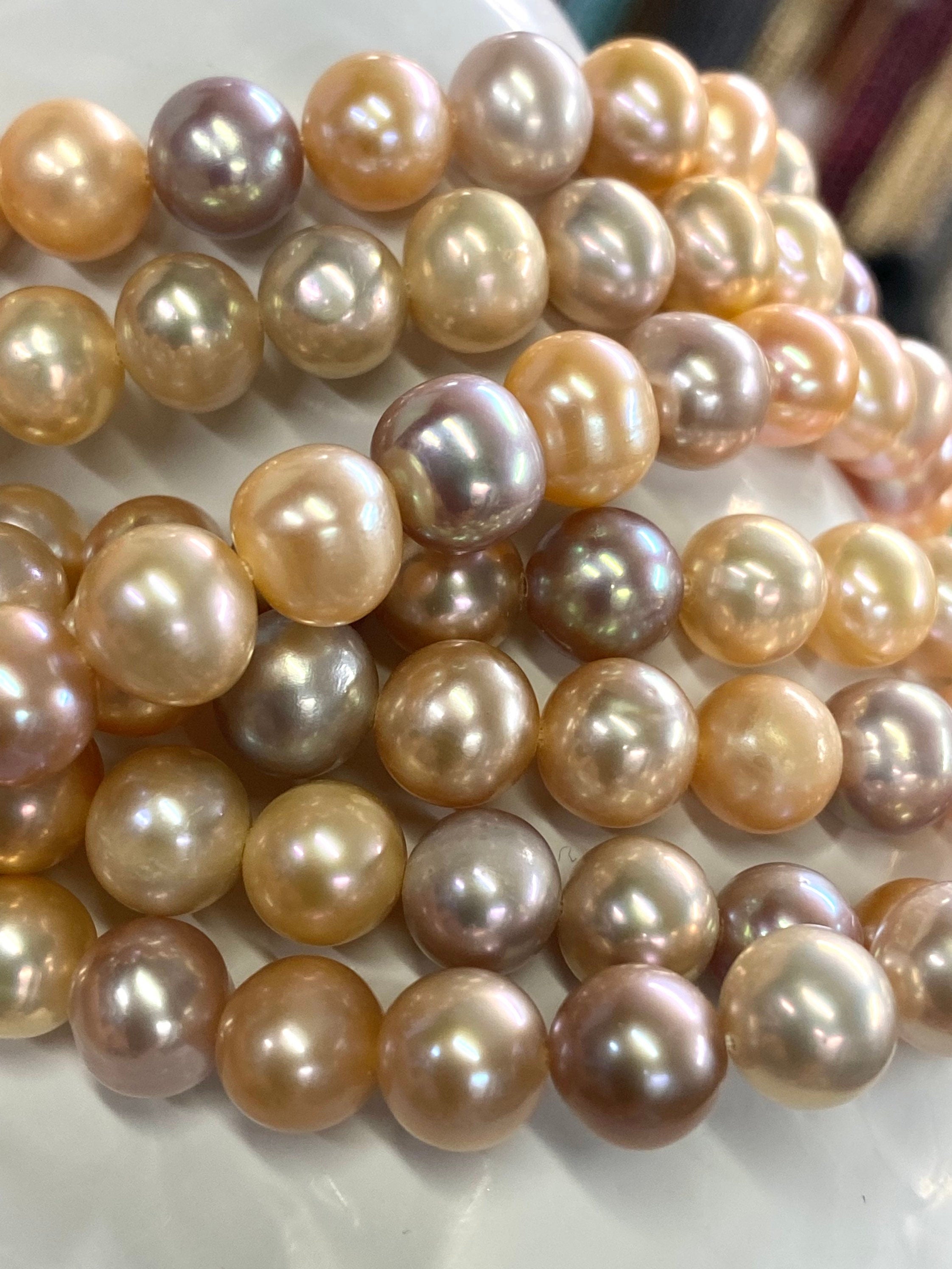 8-9mm AA+ Round off natural multiple color pearls, with Natural High Metallic Luster, 15.5" full strand  Genuine Freshwater Pearl RS3017YH