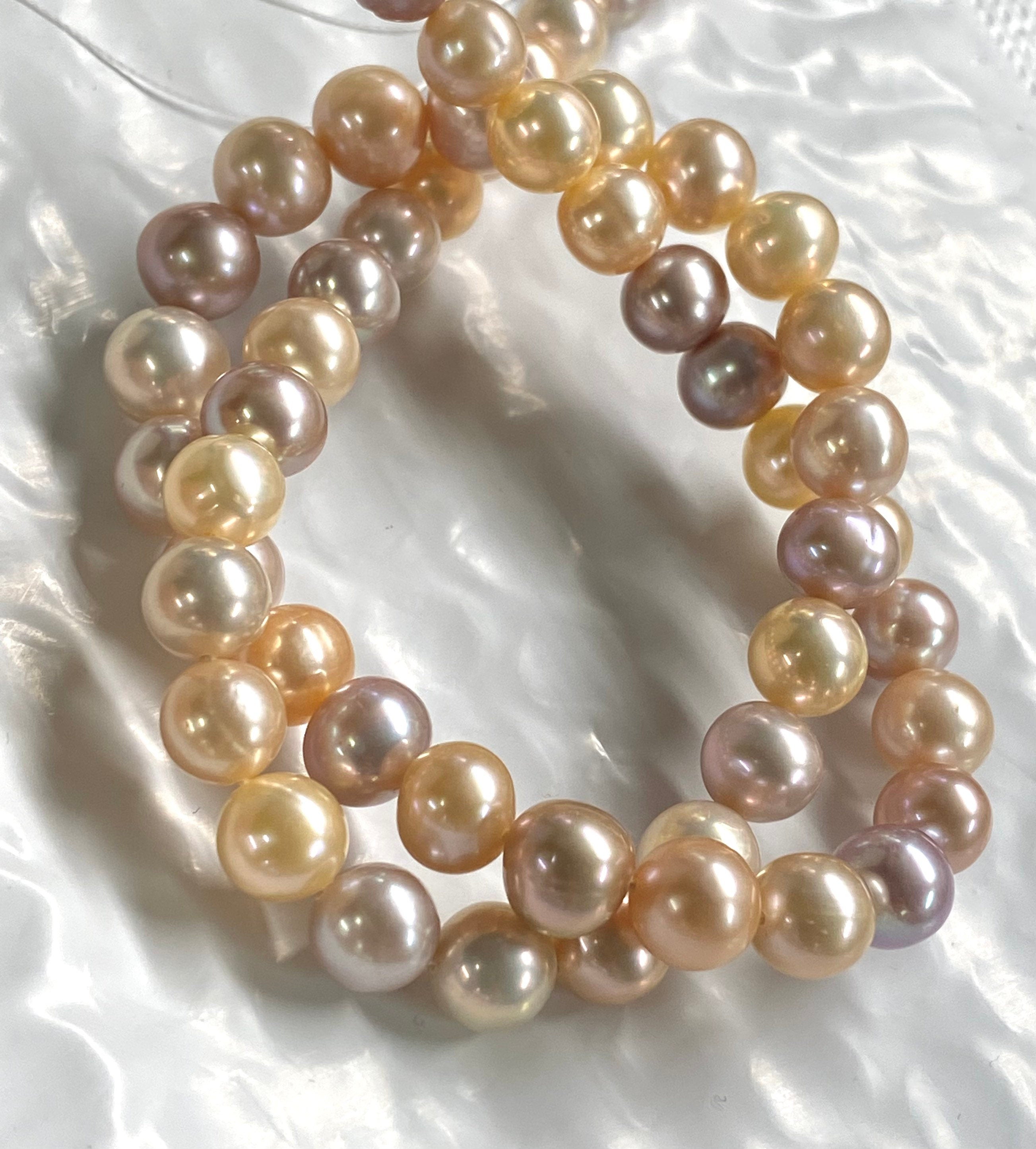 8-9mm AA+ Round off natural multiple color pearls, with Natural High Metallic Luster, 15.5" full strand  Genuine Freshwater Pearl RS3017YH