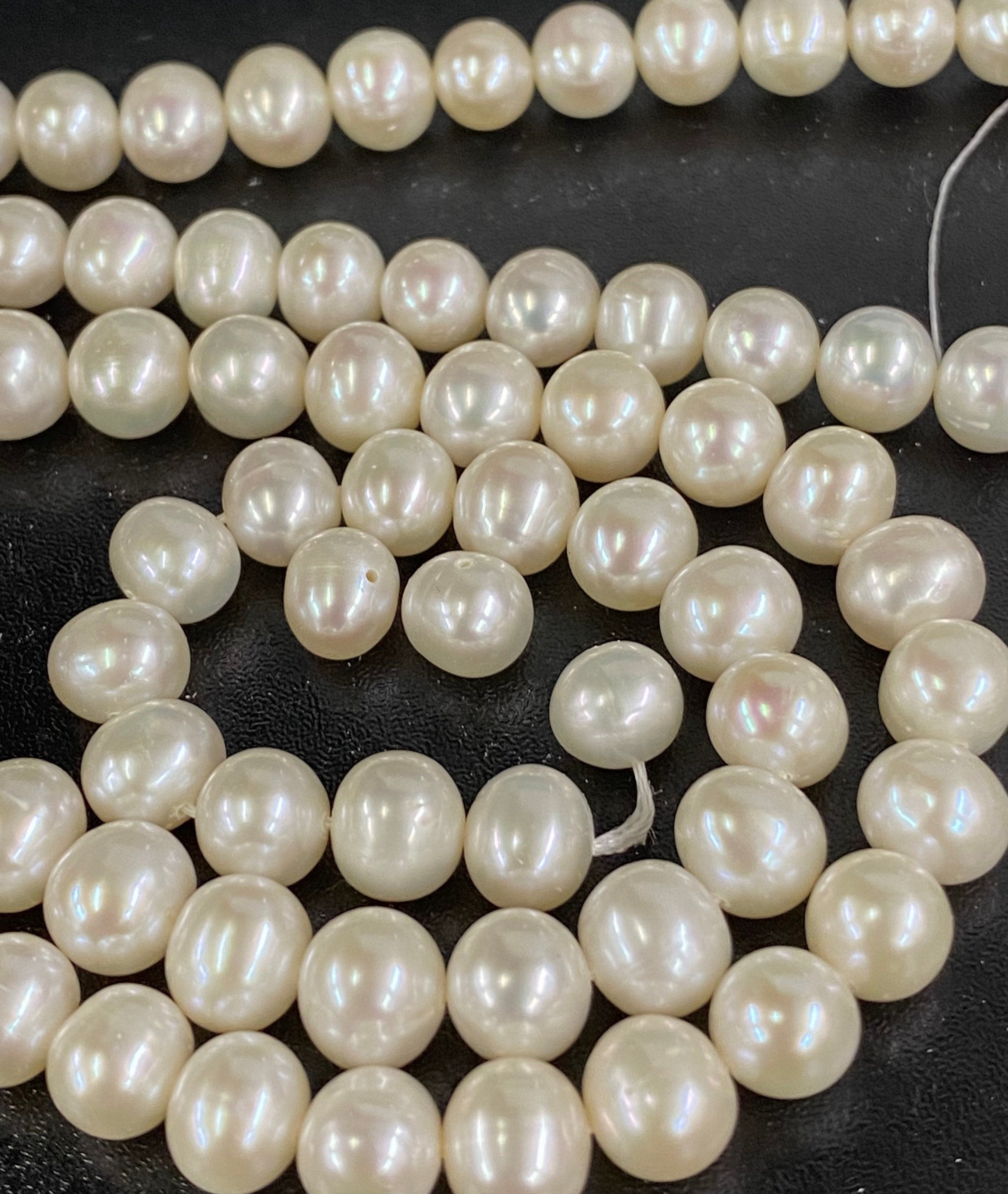New SALE AA 8-9mm Round Off Cultured Freshwater Pearl 15.5" full Strand Luster Ivory White pearl 50+ pc beads Excellent Barging #RS3016NX