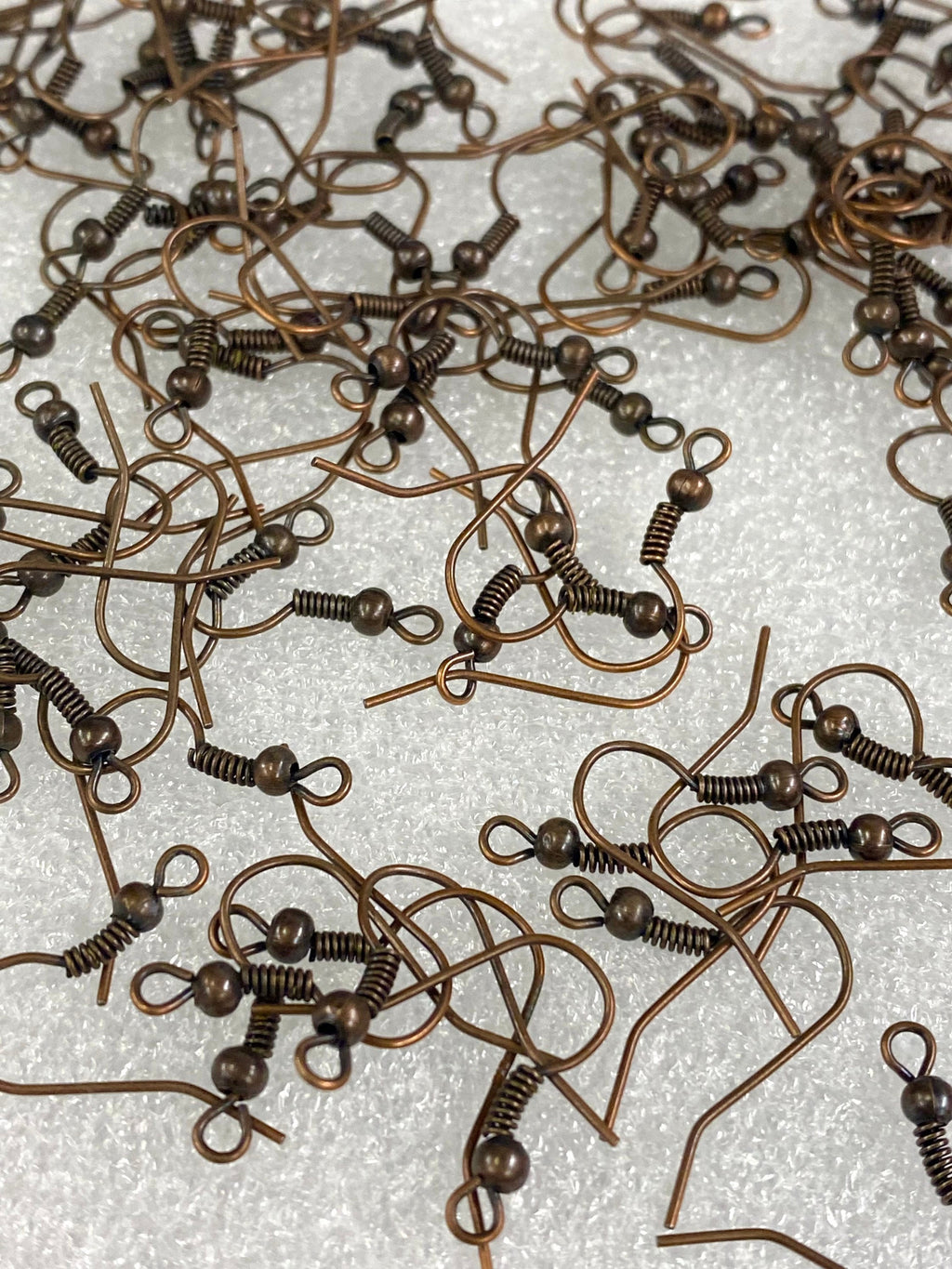 20mm Antique Bronze Earring Wire hook with ball coils- Vintage Copper Nickel Free Hypoallergenic hooks - 50 Pc hooks -F9012P