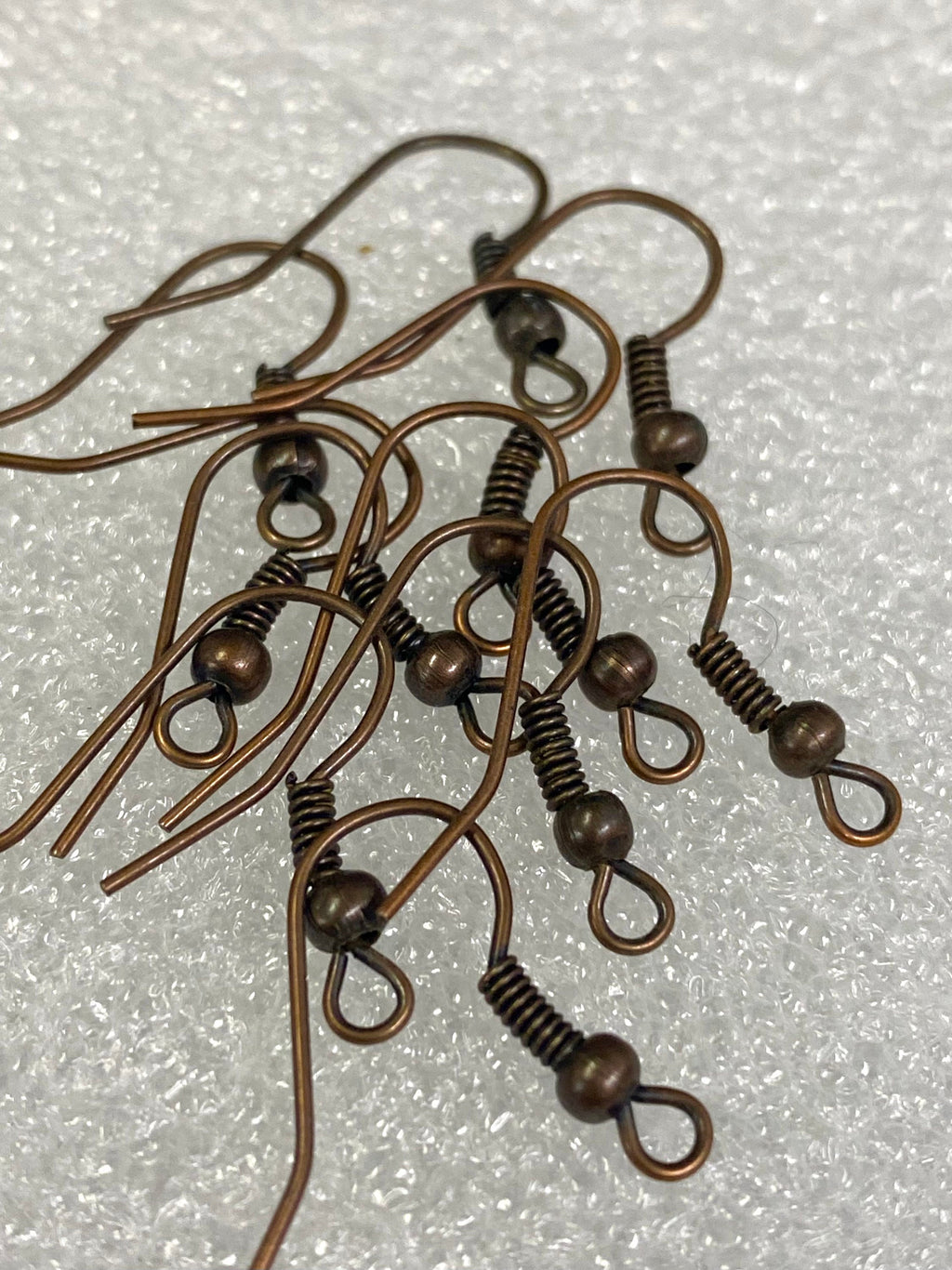 20mm Antique Bronze Earring Wire hook with ball coils- Vintage Copper Nickel Free Hypoallergenic hooks - 50 Pc hooks -F9012P